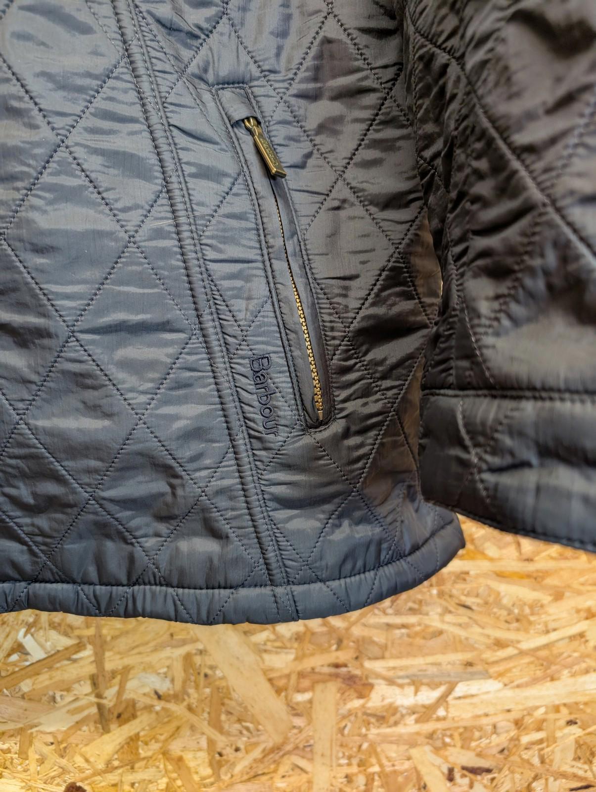 Barbour Grace Polarquilt Jacket UK 18 Women Quilted Hooded Navy Warm Fleece