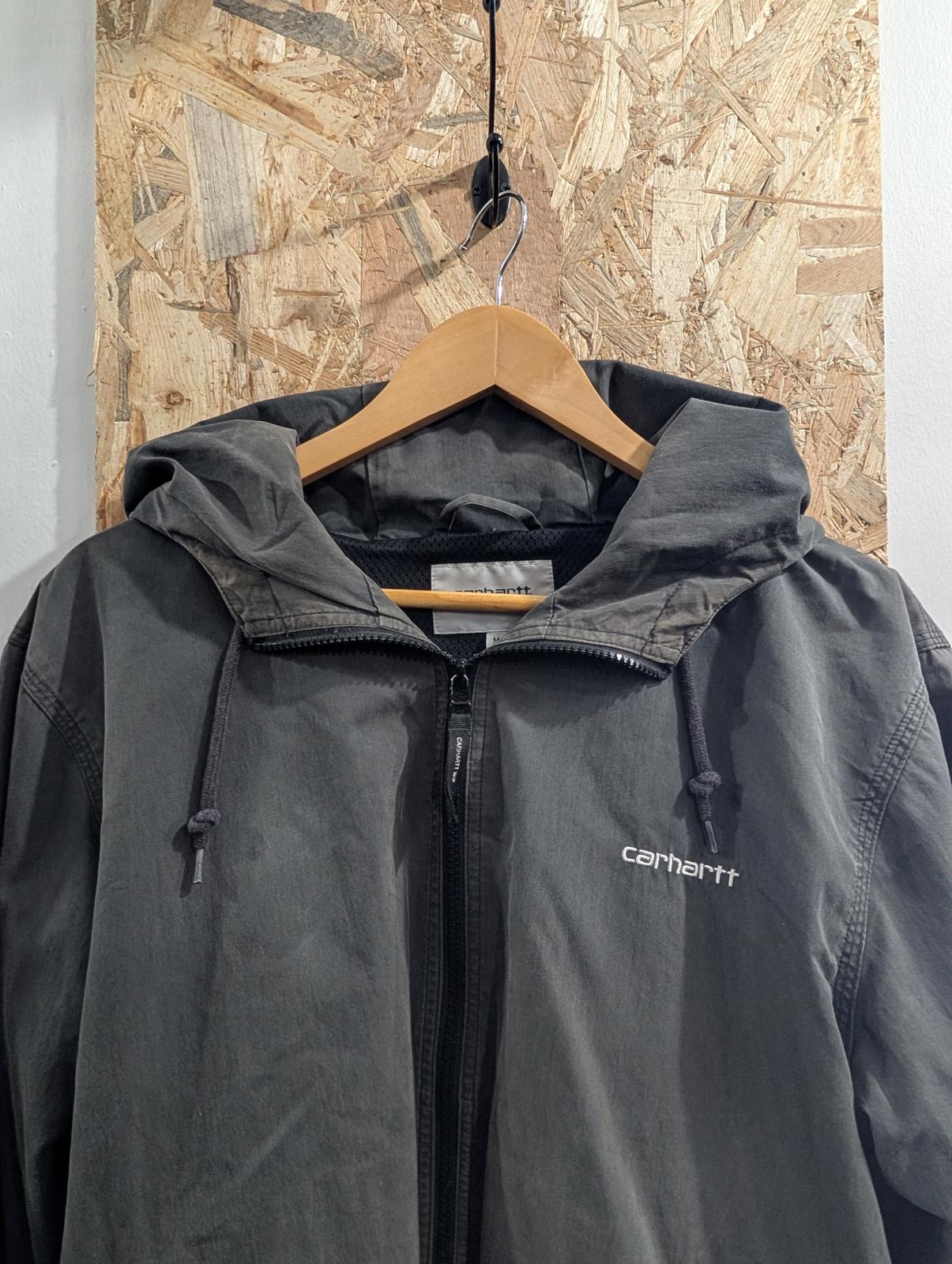 Carhartt Marsh Jacket Mens Size Medium Grey Black Faded Hooded Full Zip