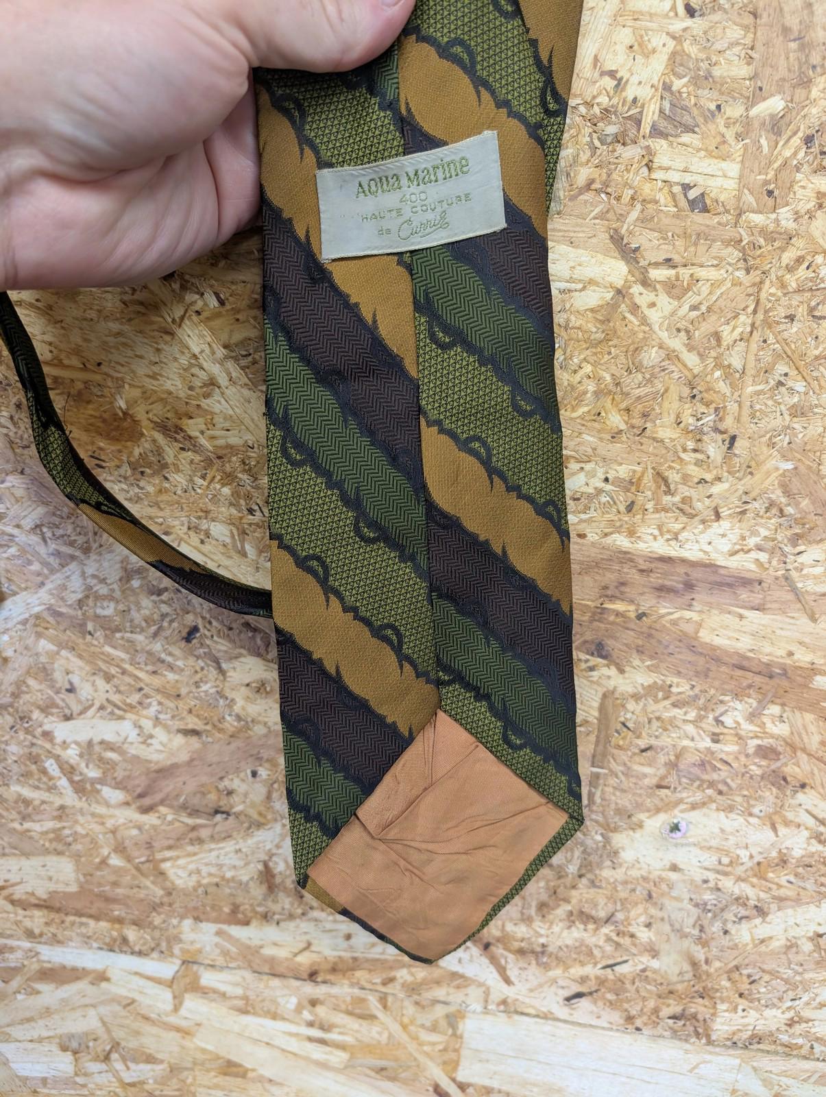 Aqua Marine Haute Couture Tie Mens Classic Geometric Pattern Brown Green