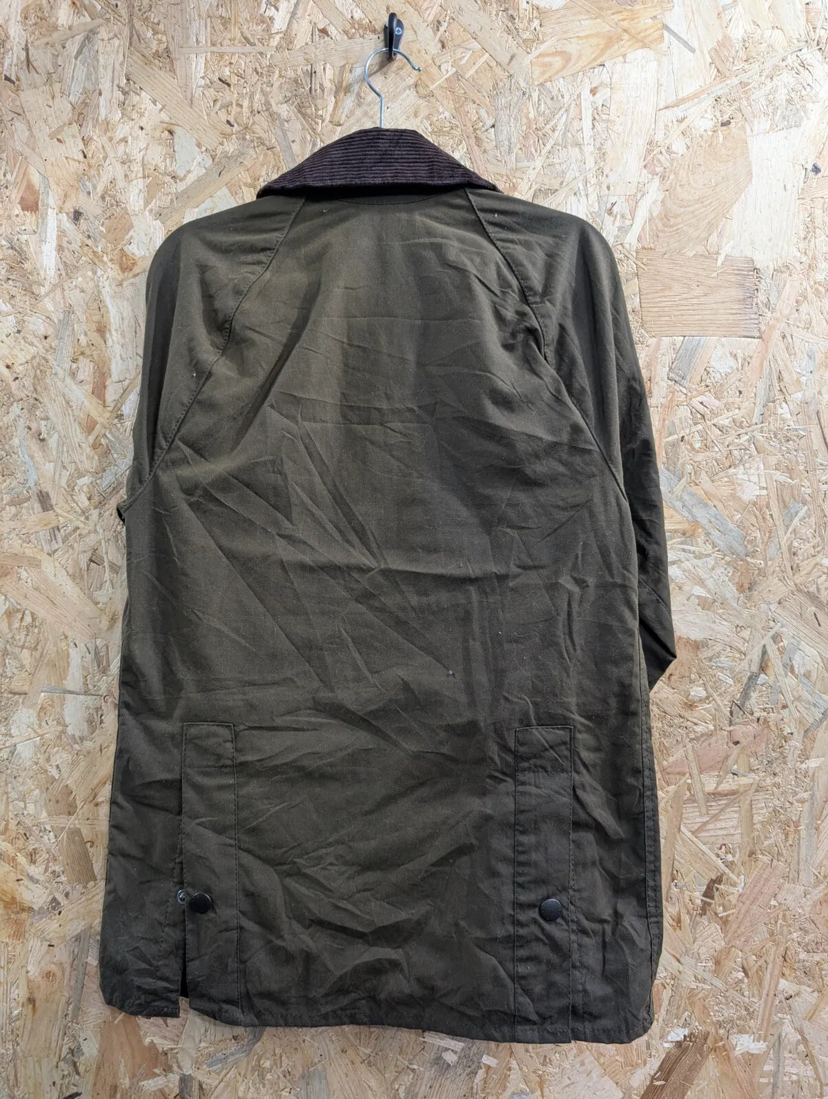 Barbour Classic Bedale Wax Jacket Mens Small Olive Green Cotton Cord Collar