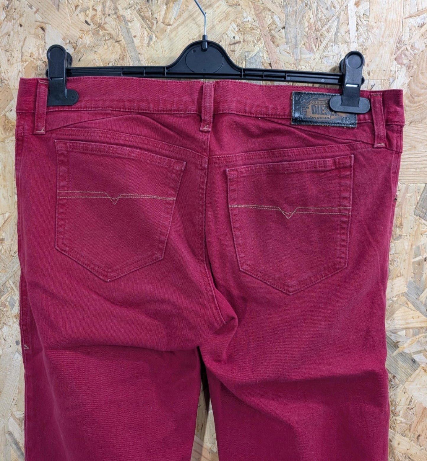 Diesel Getlegg Jeans W32 L37 Tall 0111C Red Slim Skinny Low Waist Stretch Denim