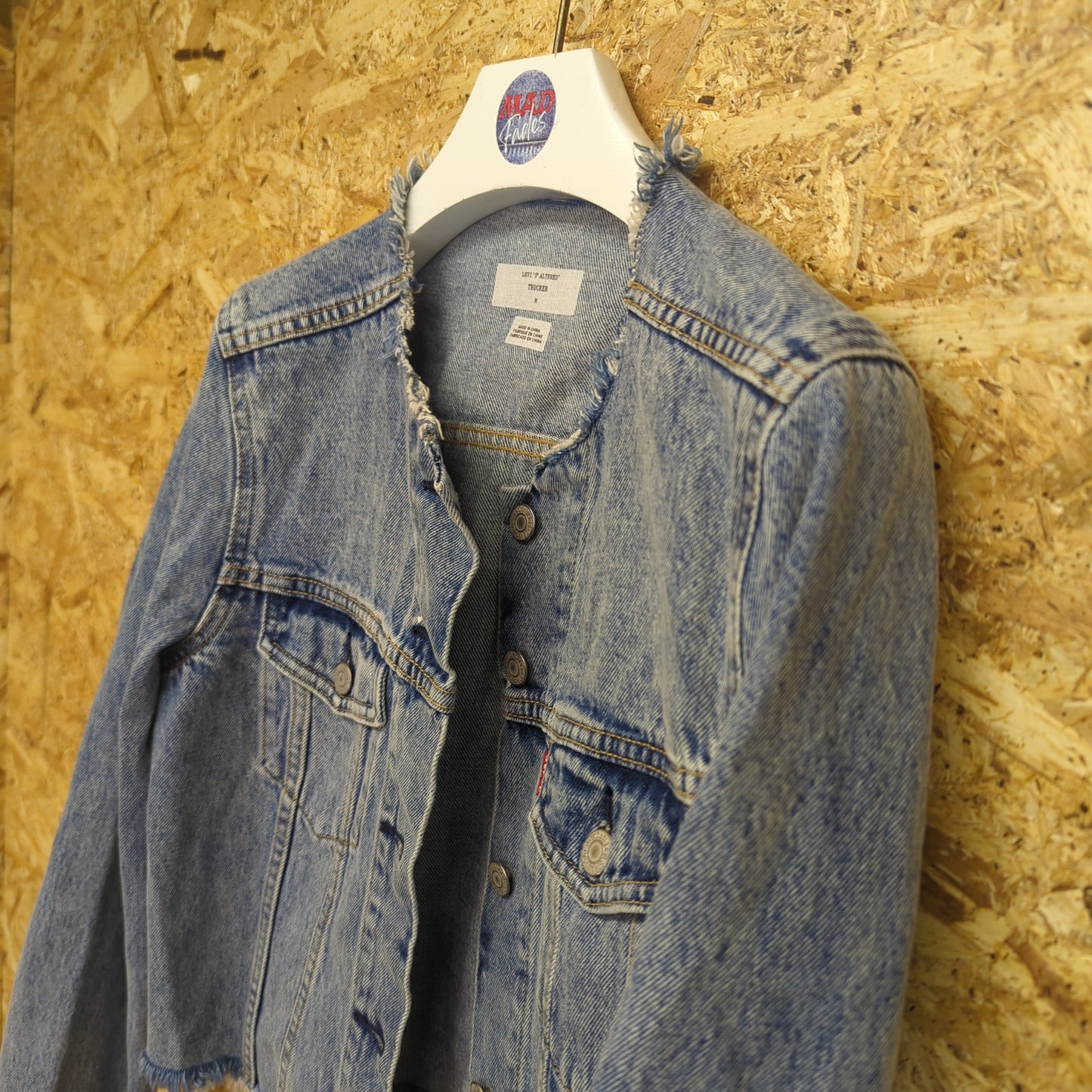 Levis Altered Range Cropped Denim Jean Jacket Womens Size Medium 10-12 Blue