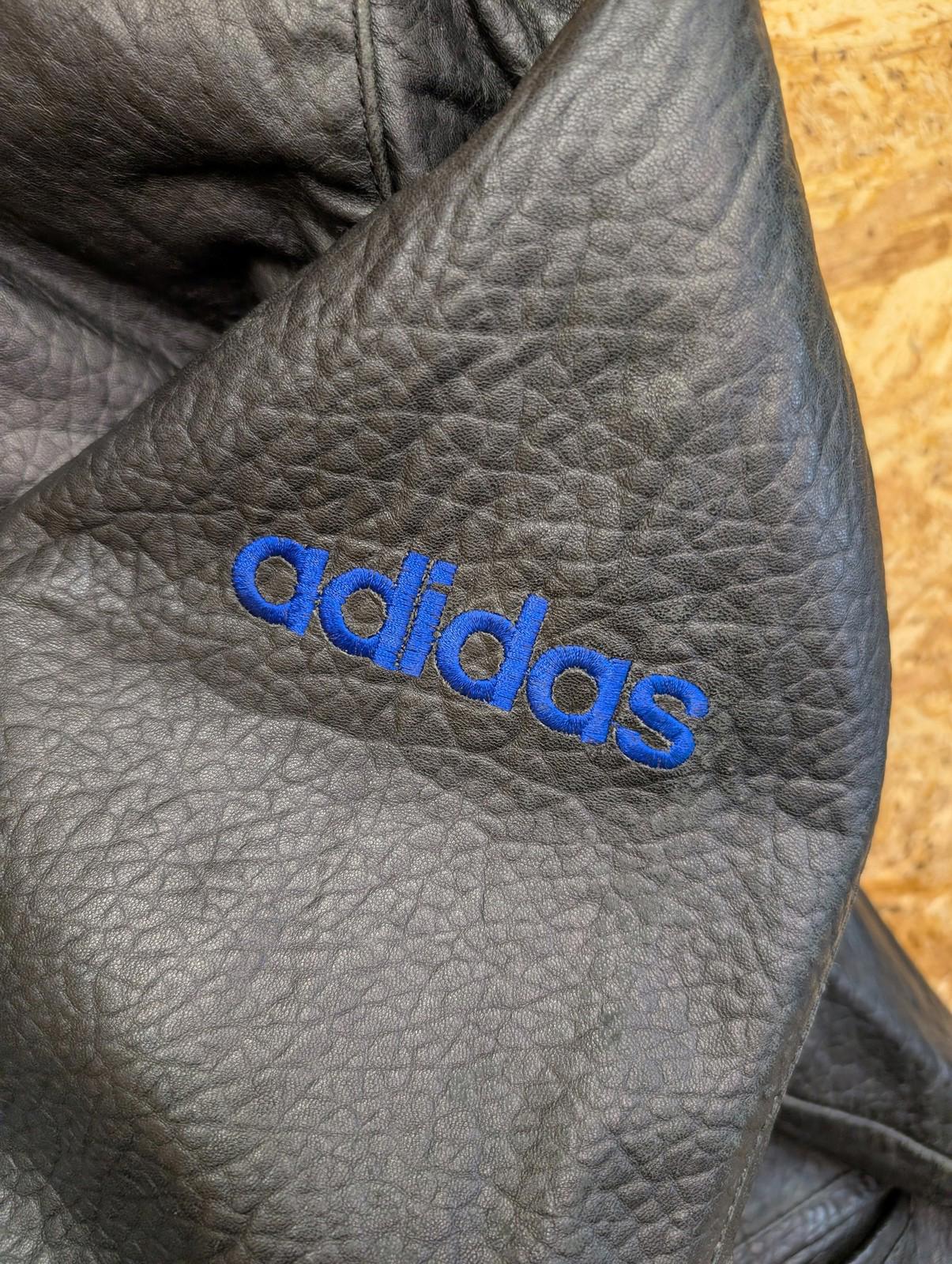 Adidas Olympic Bomber Leather Jacket Large Men Vintage 1980s Vintage 80s Black