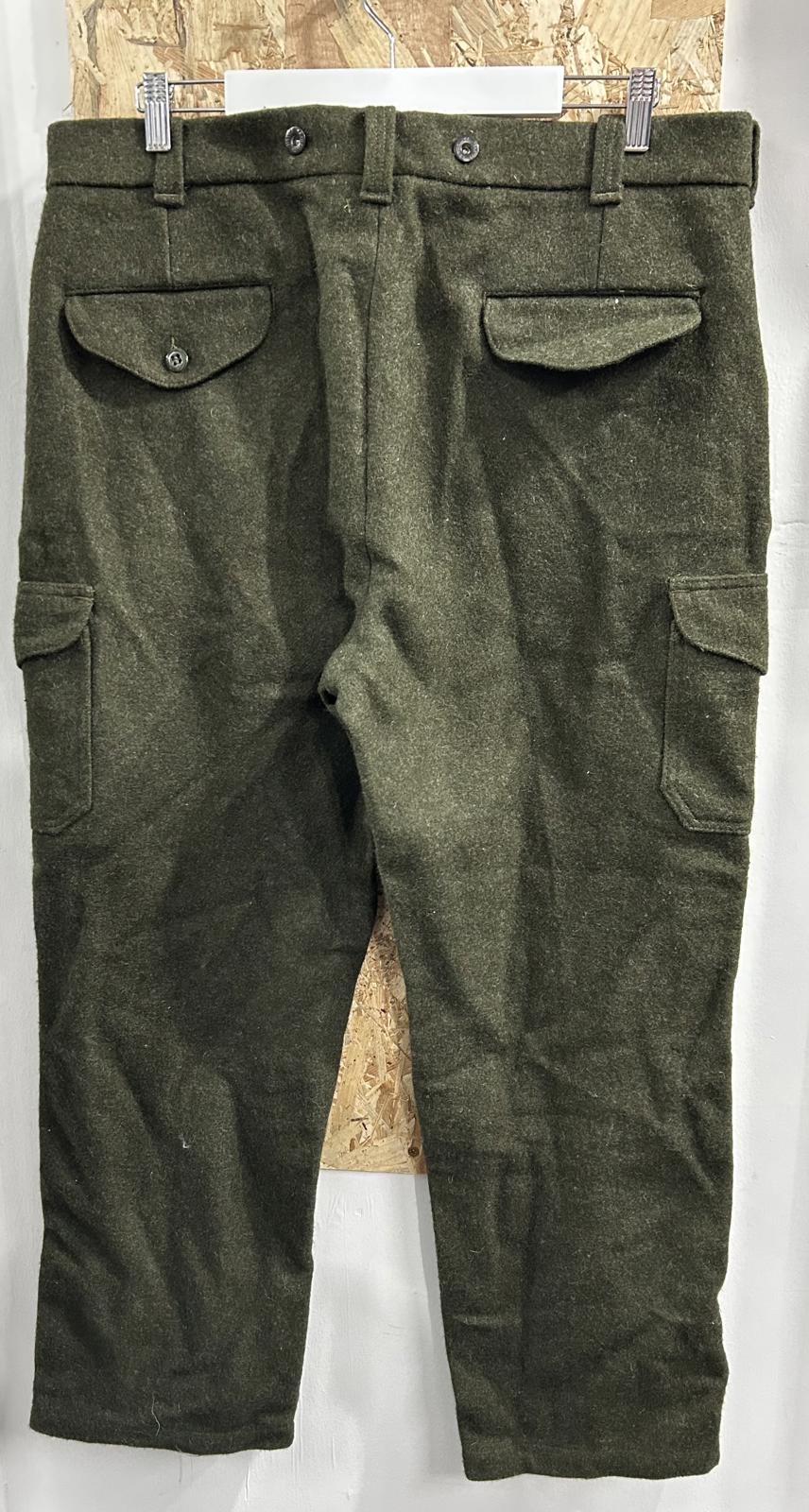 Filson W38 Mackinaw Wool Field Work Pants Style 87 Trousers Green Made USA