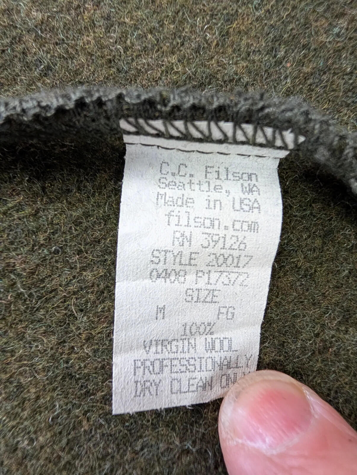 Filson Cruiser Wool Field Jacket Men Medium Forest Green Wool Snap USA Made