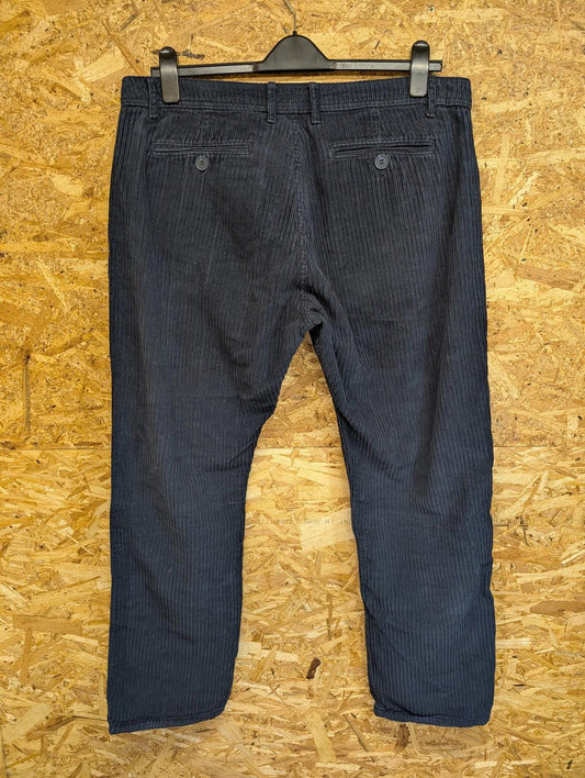 Weird Fish Trousers W36 L31 Men Corduroy Straight Leg Casual Navy Blue Cotton