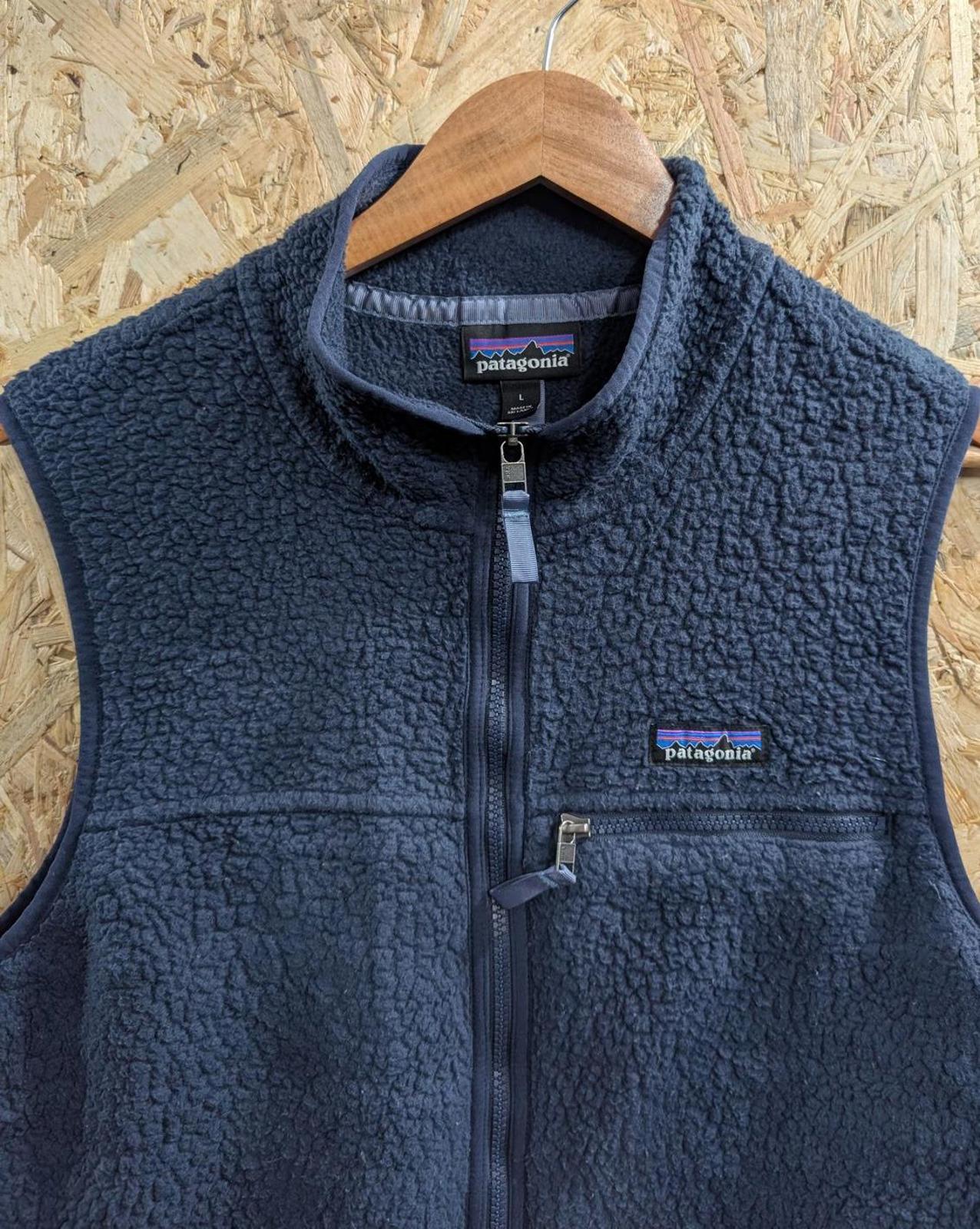Patagonia Deep Pile Retro Fleece Vest Large Women Navy Blue Full Zip Bodywarmer