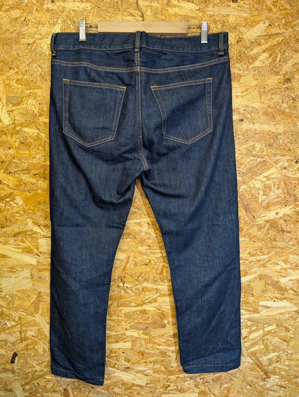 Arket Park Jeans Mens W33 L32 Rigid Dark Blue Raw Denim Navy Straight Button Fly