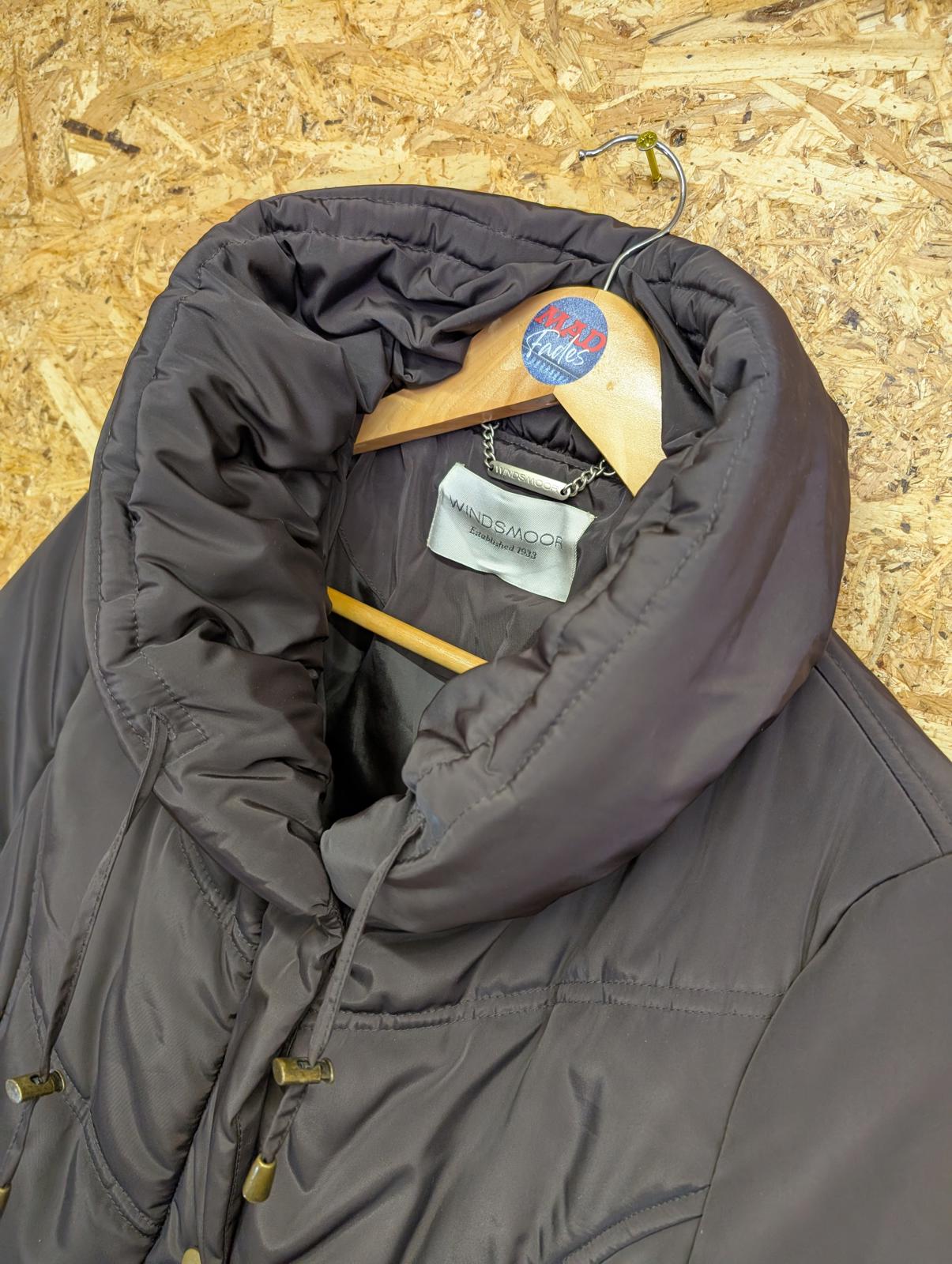 Windsmoor Womens Small Puffa Jacket Brown Knee Length