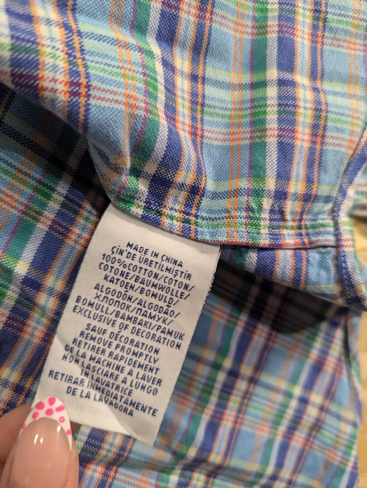 Ralph Lauren Shirt Mens XL Light Blue Cotton Plaid Embroidered Logo Button Down