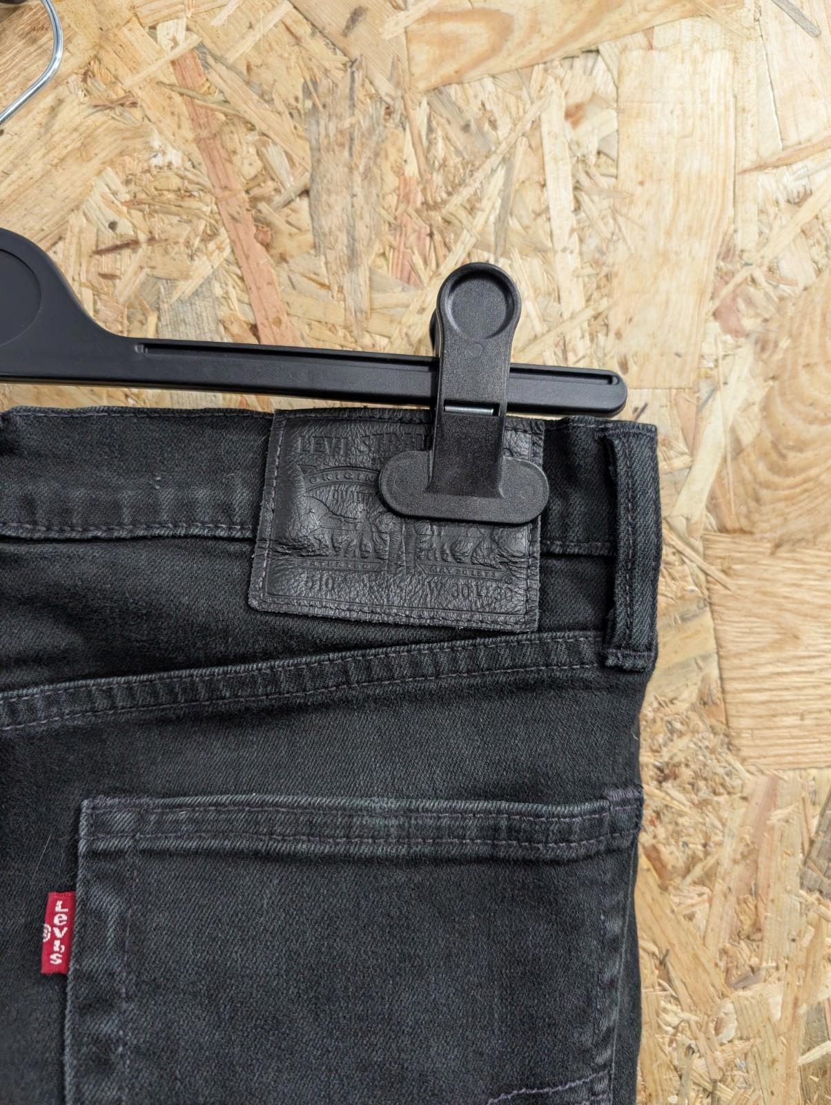 Levis 510 Skinny Jeans W30 L30 Men Black Rock Goth Stretch Zip Fly Red Tab