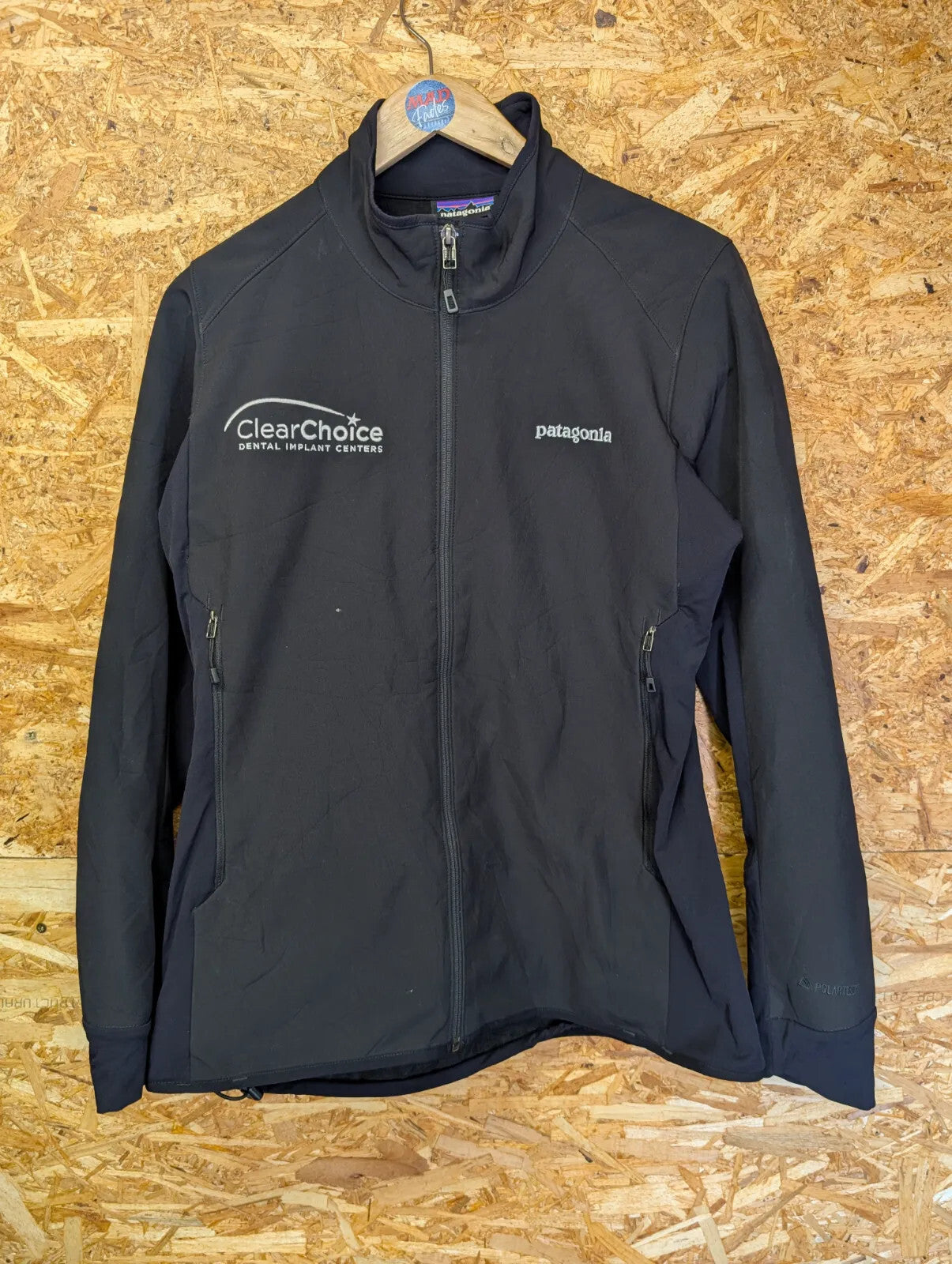 Patagonia Track Jacket Full Zip Black Polyester Polartec Stretch Hiking Walking