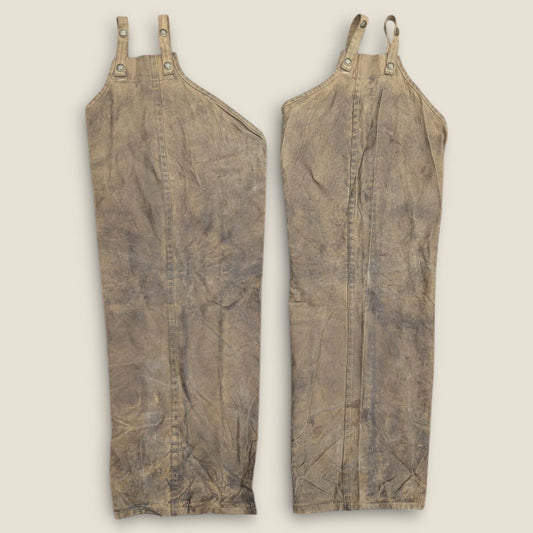 Filson Single Tin Cloth Chaps Style 22 Work Wear Dark Tan Made In USA