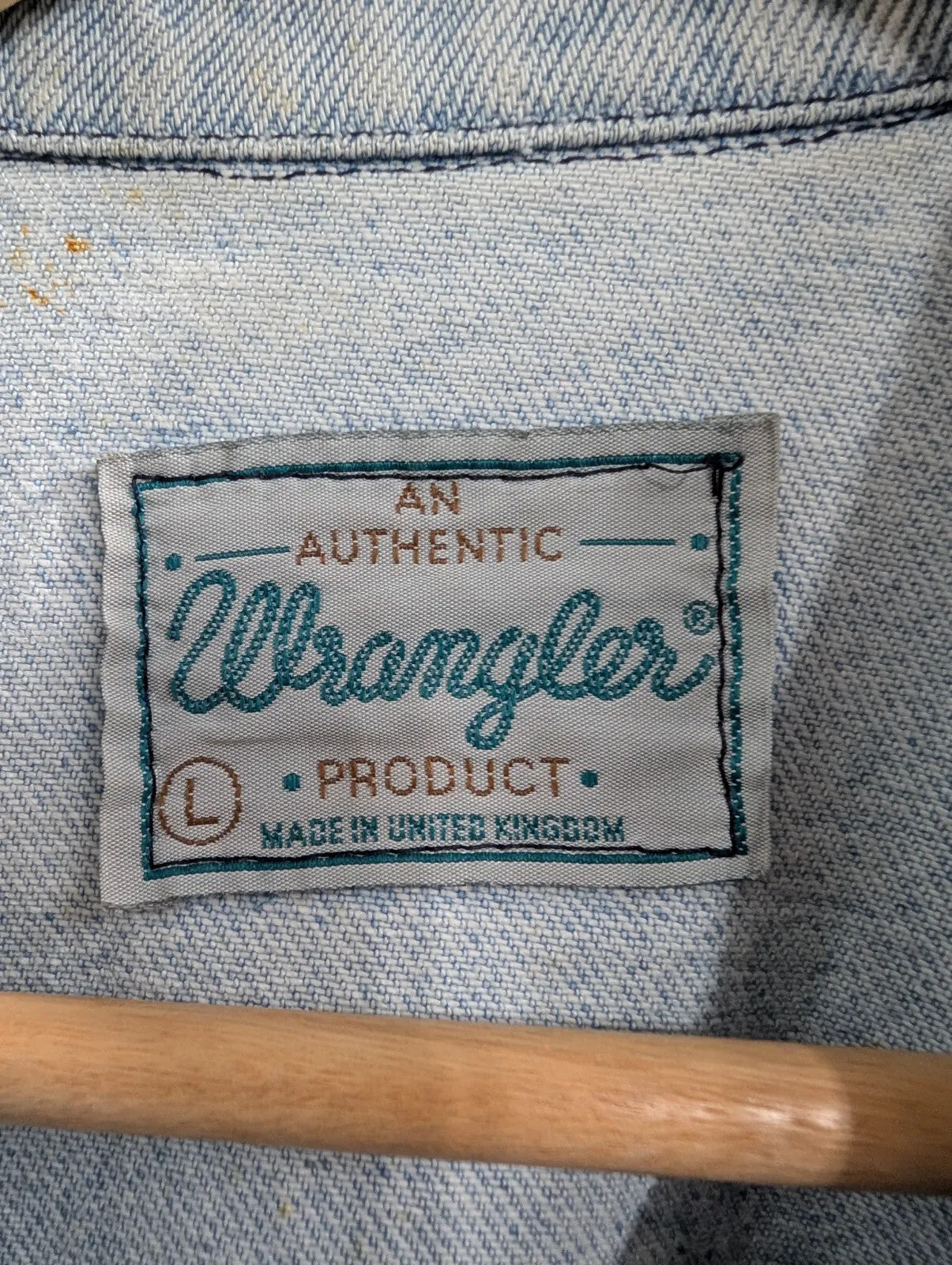 Vintage Wrangler Denim Jacket Mens Large Light Blue Denim Button Up Western