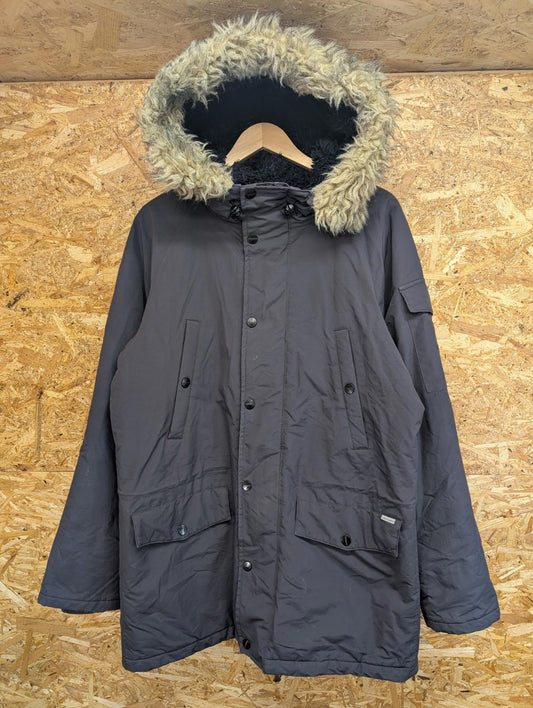 Carhartt WIP Anchorage Parka Coat Medium Men Hooded Warm Winter Charcoal Black