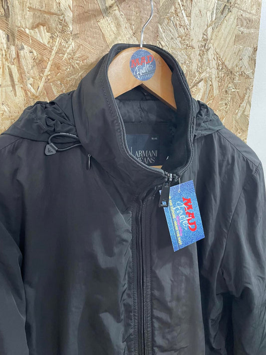 Armani Jeans AJ Bomber Jacket Mens Size Medium Padded Utility Hooded Black