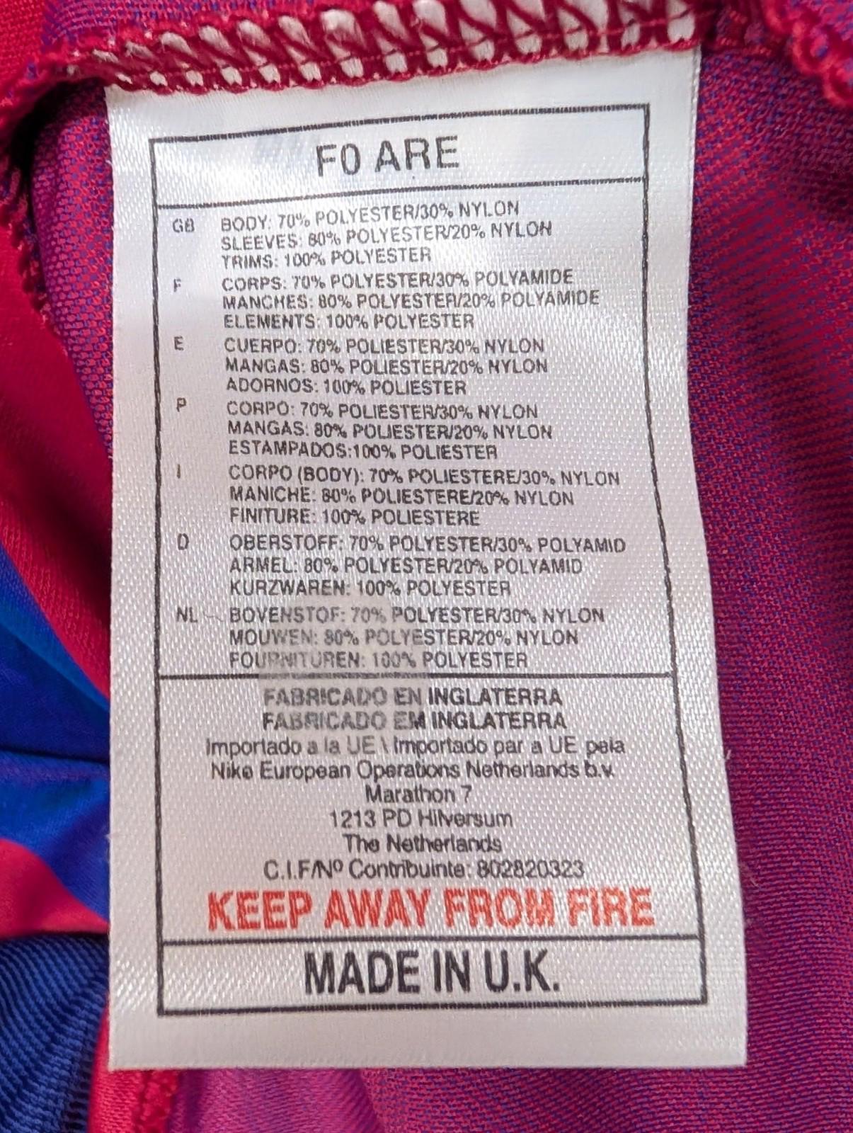 Nike FC Barcelona 2001 2002 Shirt Large Men Short Sleeve Retro FCB Kit Blue Red