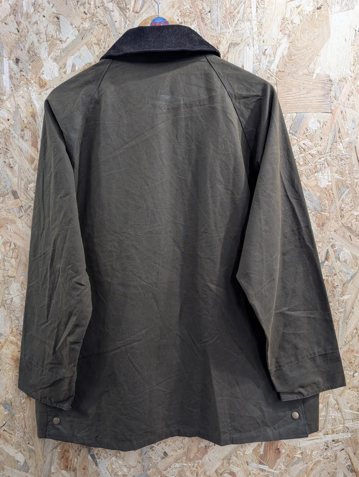 Barbour Acorn Wax Jacket Womens UK20 Olive Waxed Cotton Corduroy Collar Tartan