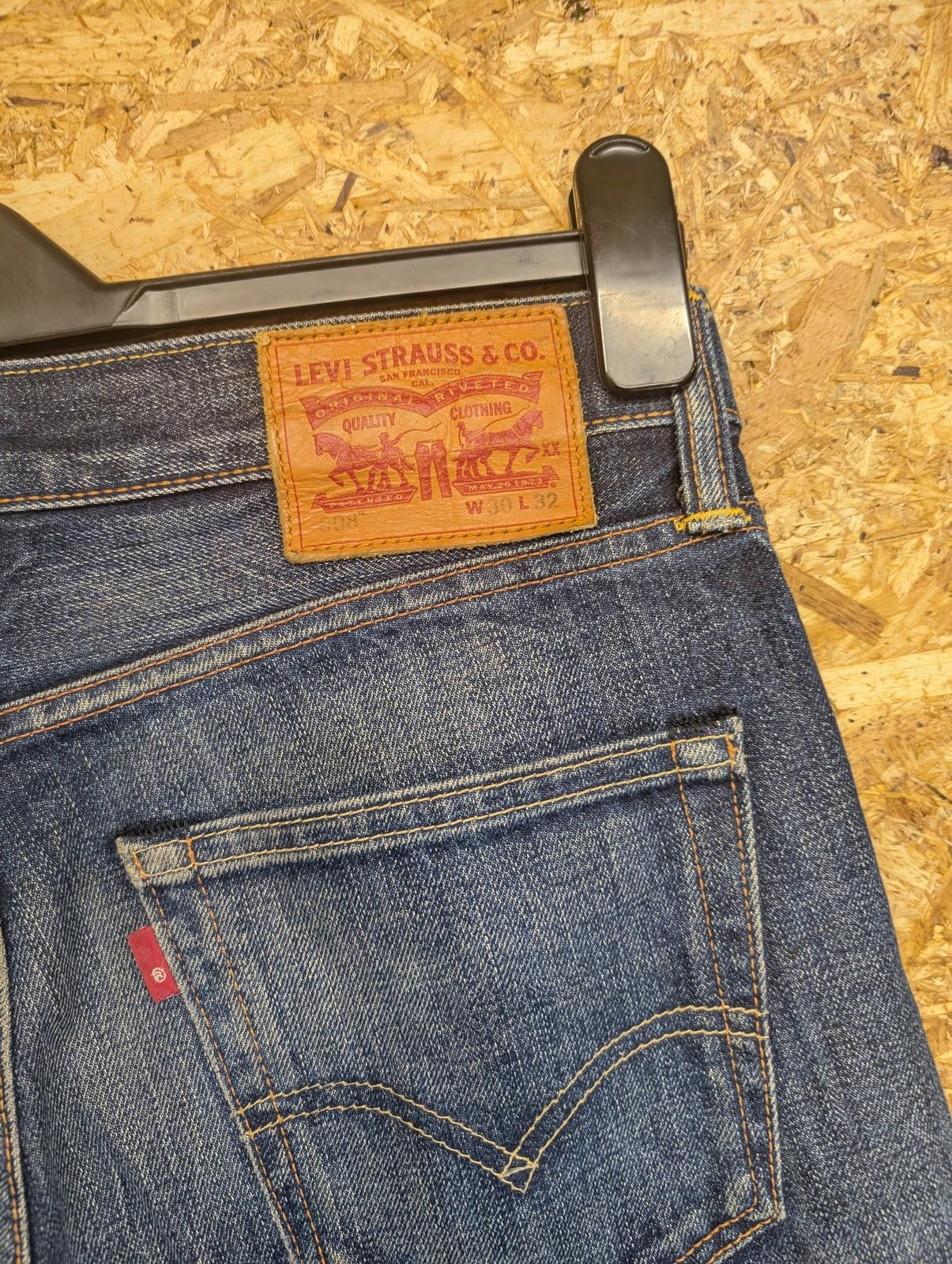 Levis 508 Jeans W30 L32 Men Selvedge Straight Slim Denim Blue Zip Fly Redline