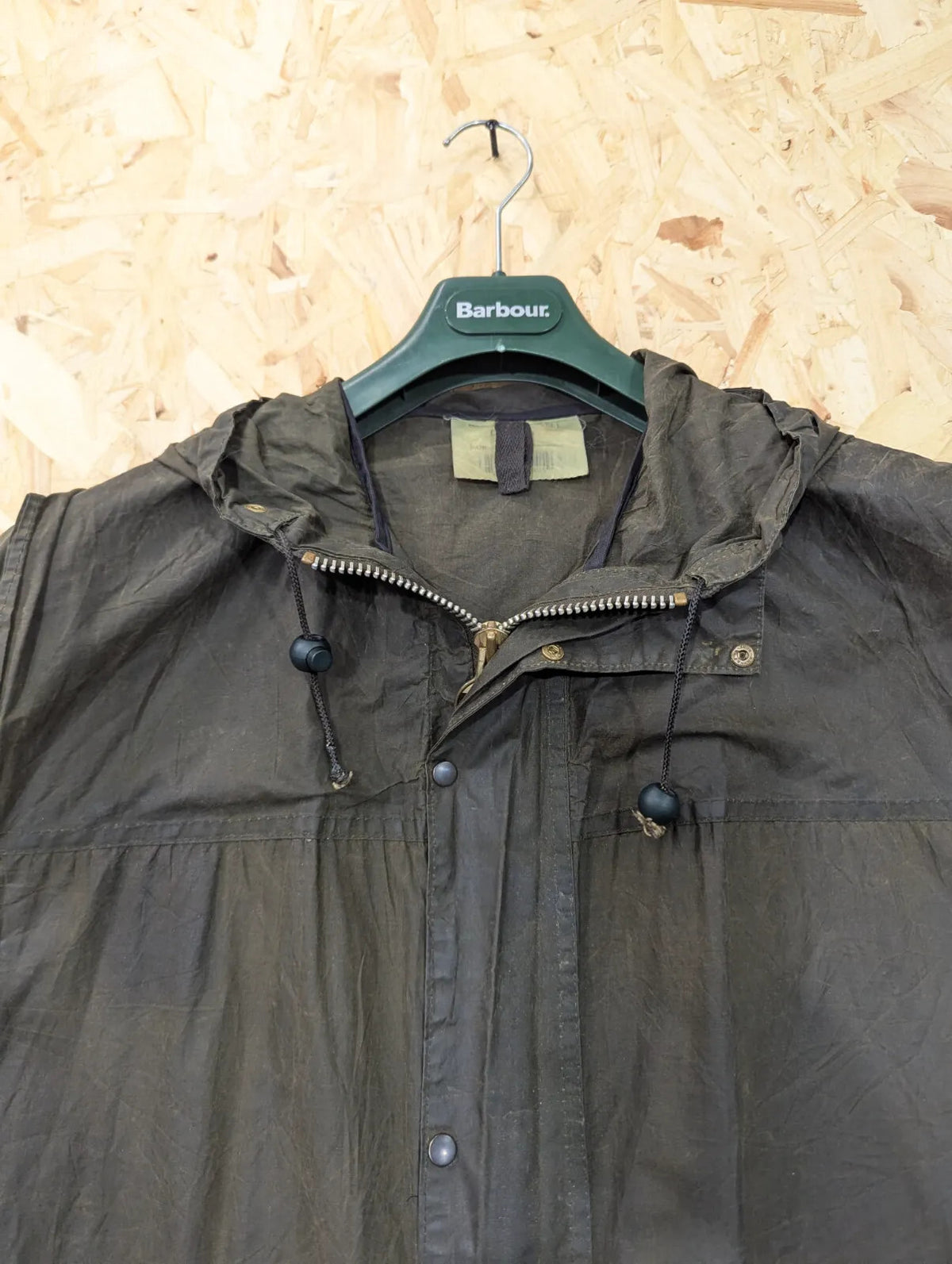 Vintage Durham Barbour Wax Parka Jacket Men Medium C38 Green A1 Hood 90s England