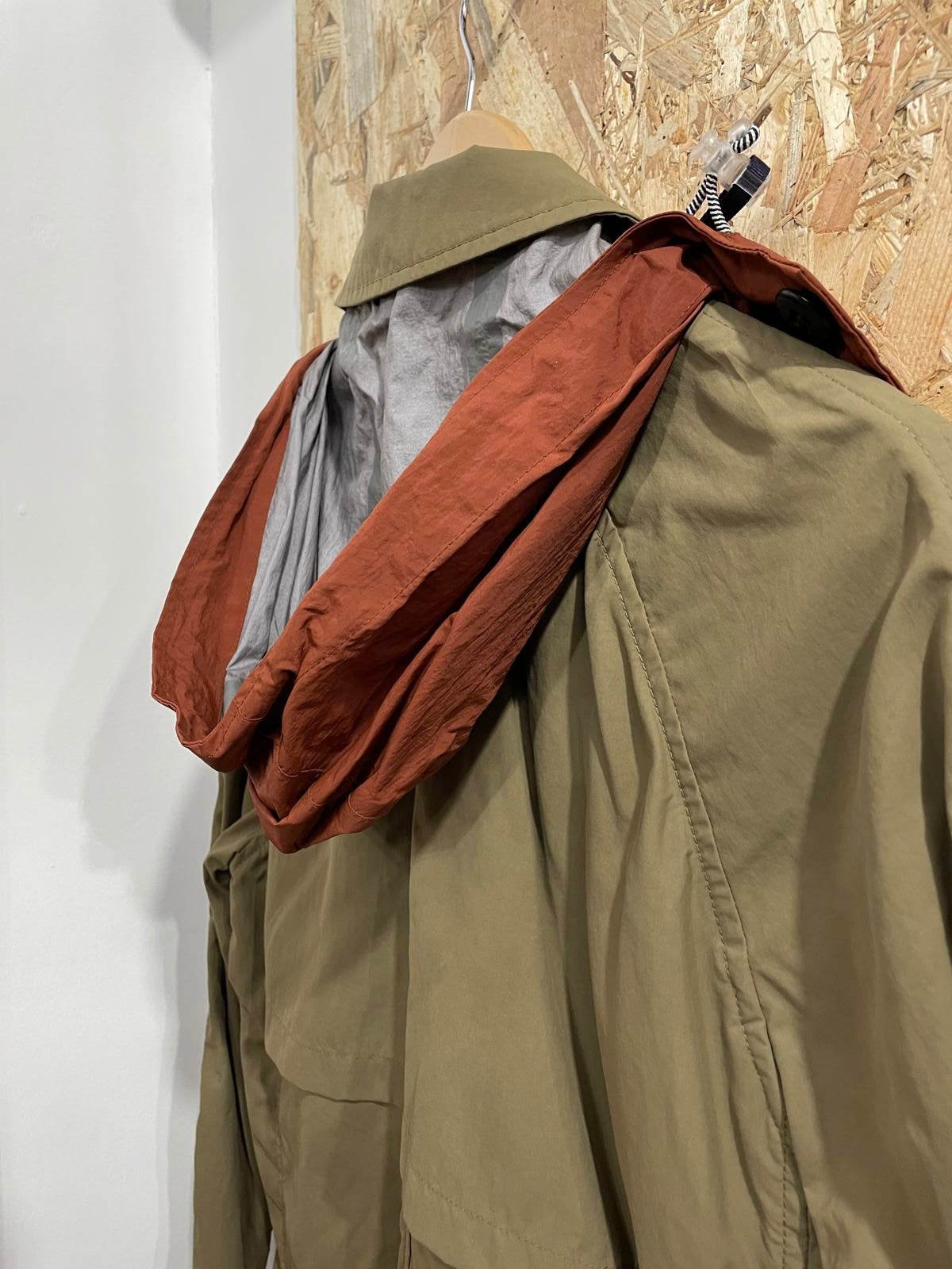 Paul Smith Jacket Mens Medium Two-Tone Pack Away Parka Jacket Khaki Green Orange