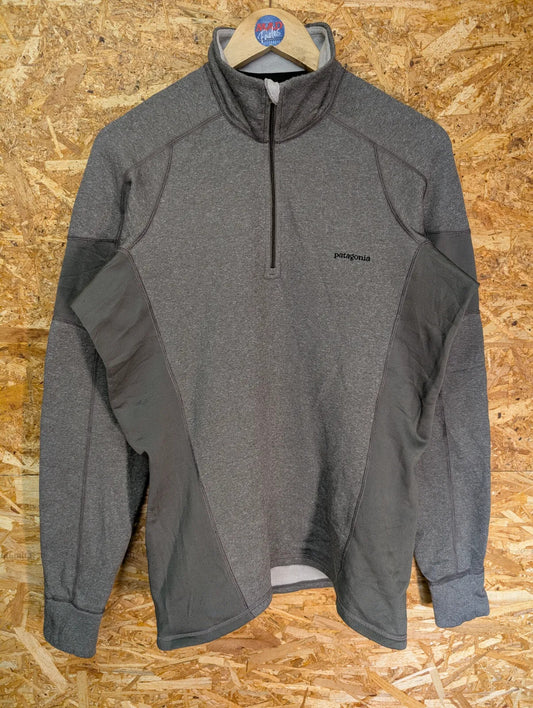 Patagonia R1 Tech Fleece Mens Medium Grey Stretch Velocity 1/4 Zip-Neck Layer