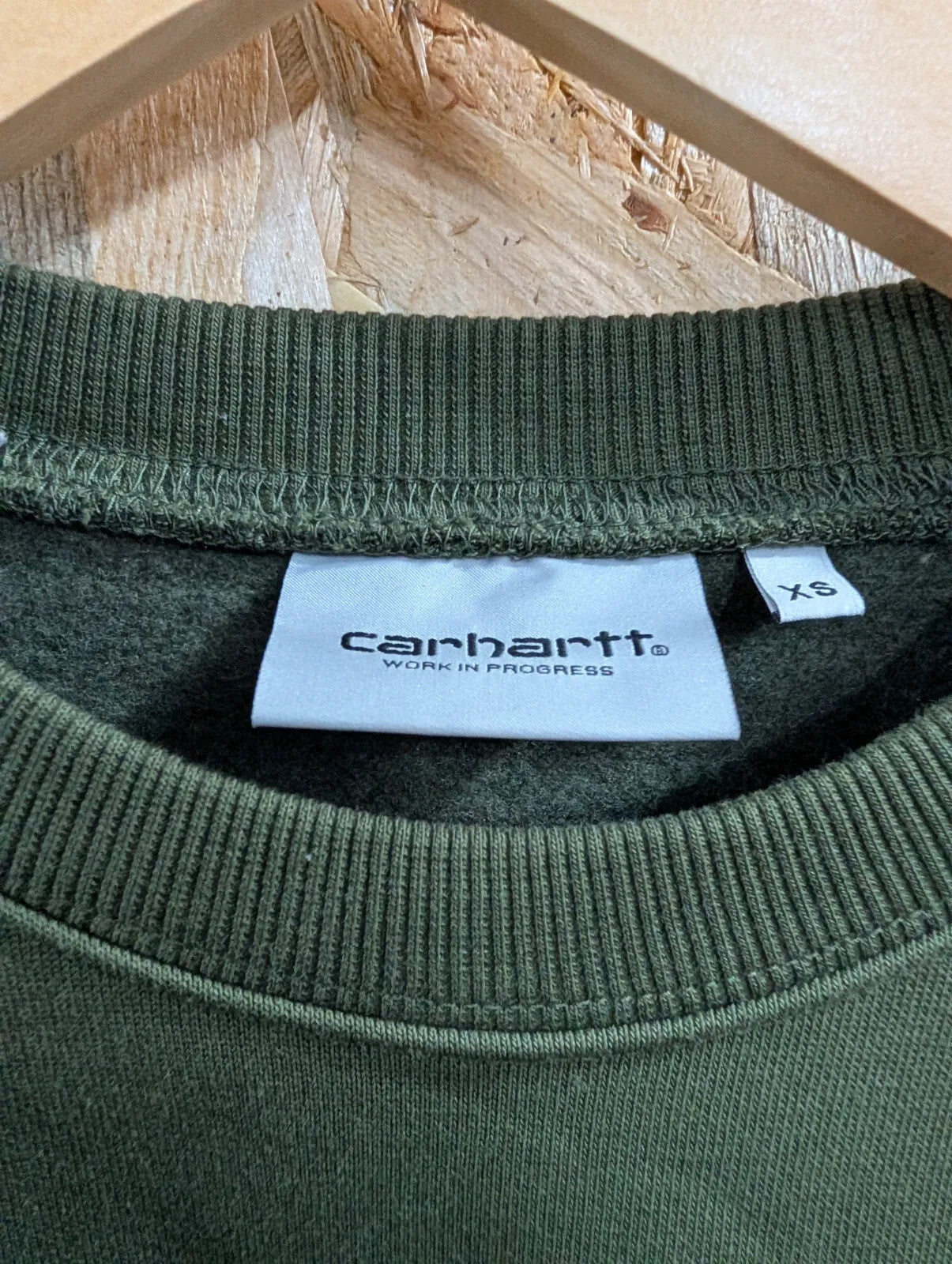 Carhartt Work In Progress Crewneck Sweatshirt XS Olive Green Embroidered Unisex