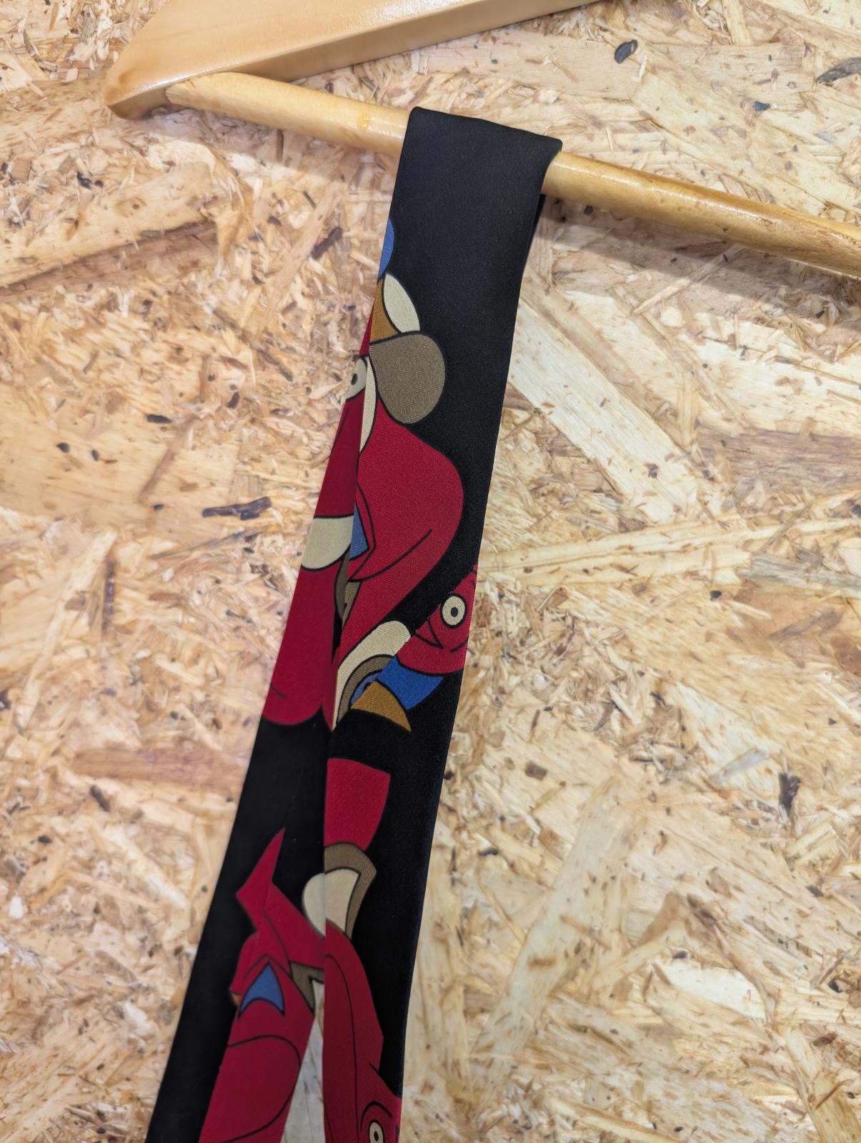 Jose Piscador Silk Tie 61" 158cm Made In Belgium Navy Blue Red Floral Pattern