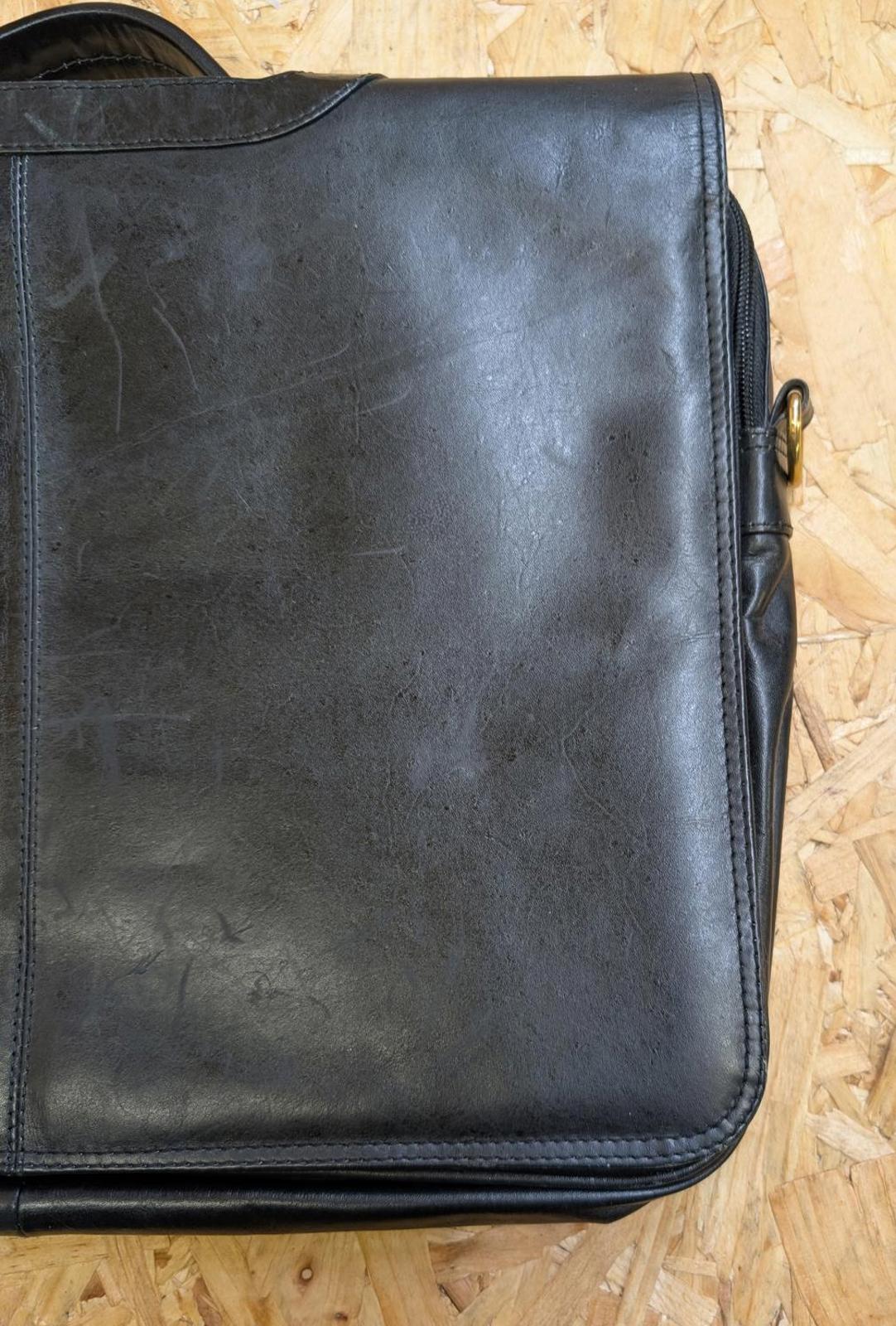 Quality Leather Black 15.5" Messenger Bag Medium Briefcase Satchel Book StraP