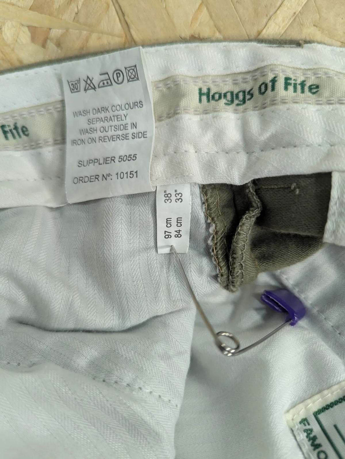 Hoggs Of Fife Chinos Mens W38 L33 Khaki Green Moleskin Straight Leg Trousers