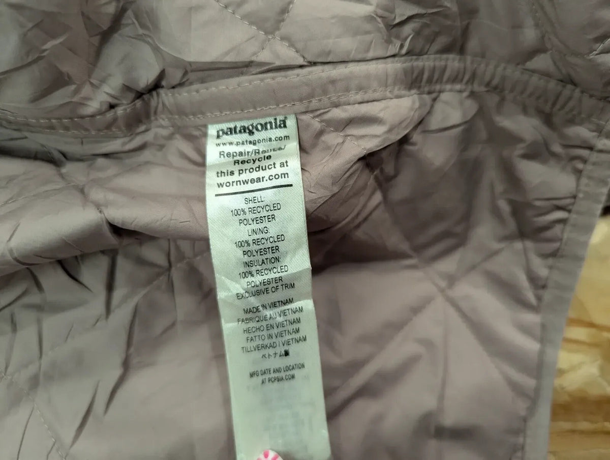 Patagonia Diamond Quilted Bomber Hoody Jacket Womens Small Pink Hooded Padded