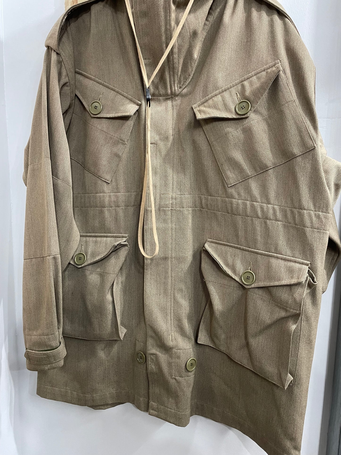 Nigel Cabourn Parka Anorak Waterproof Oatmeal Beige Full Zip Military 40 2XL