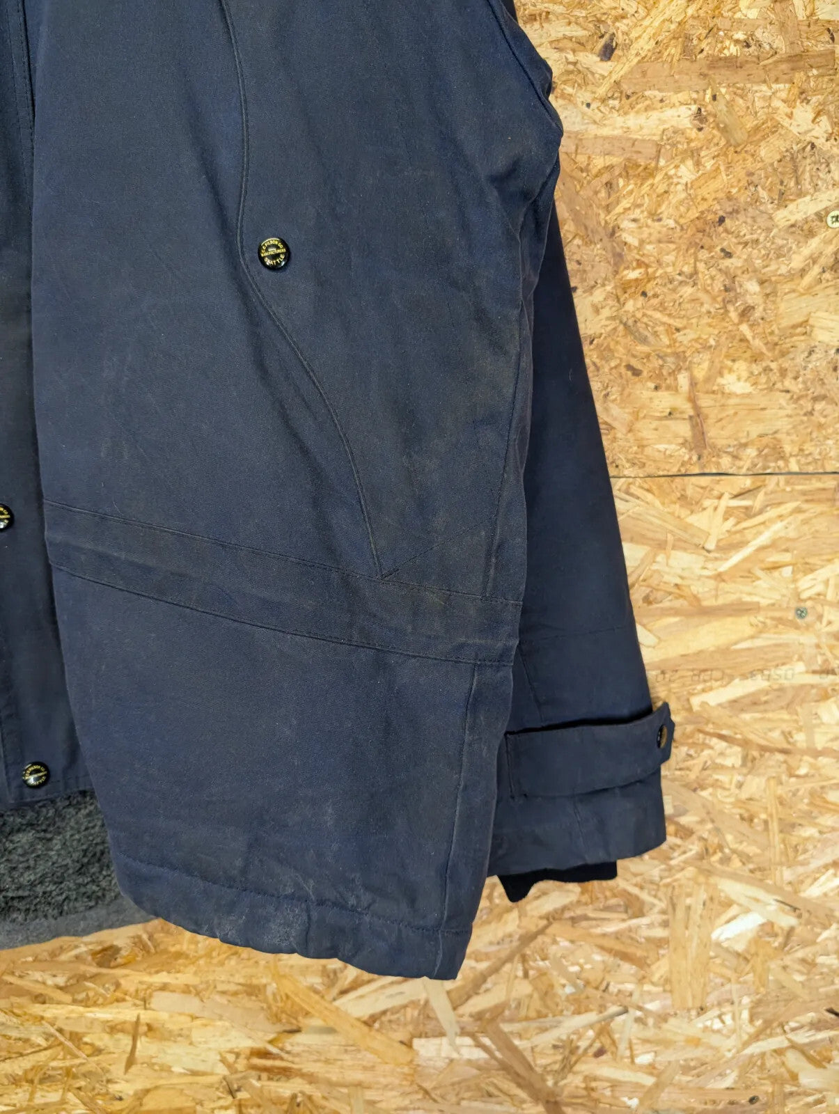 Filson Mountain Parka Jacket Men XXL Navy Blue Fleece Lined Tin Cloth Italy Made