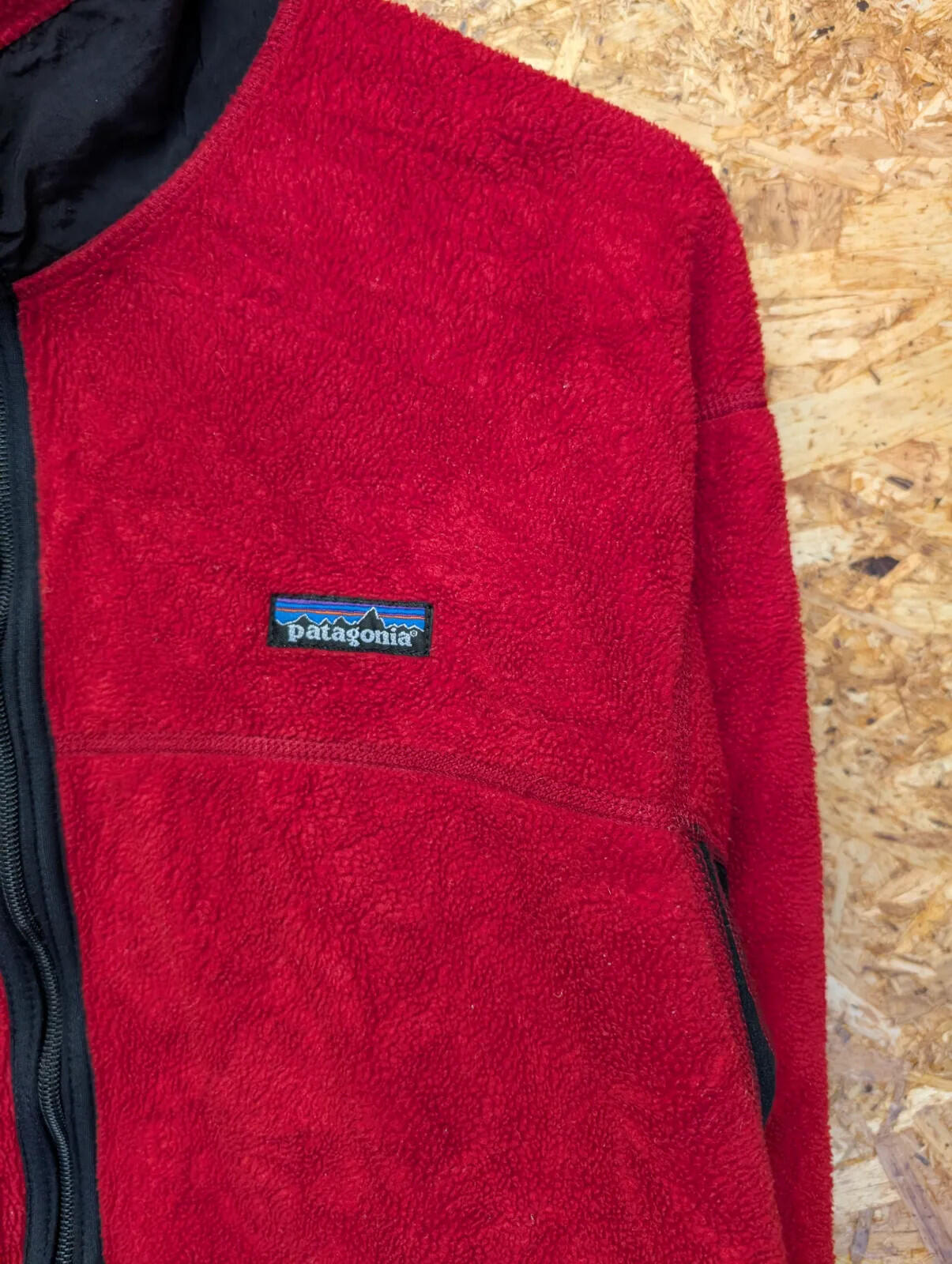 Vintage Patagonia Fleece Jacket Red Fleece Mens Large Full Zip PEF USA Made 90s
