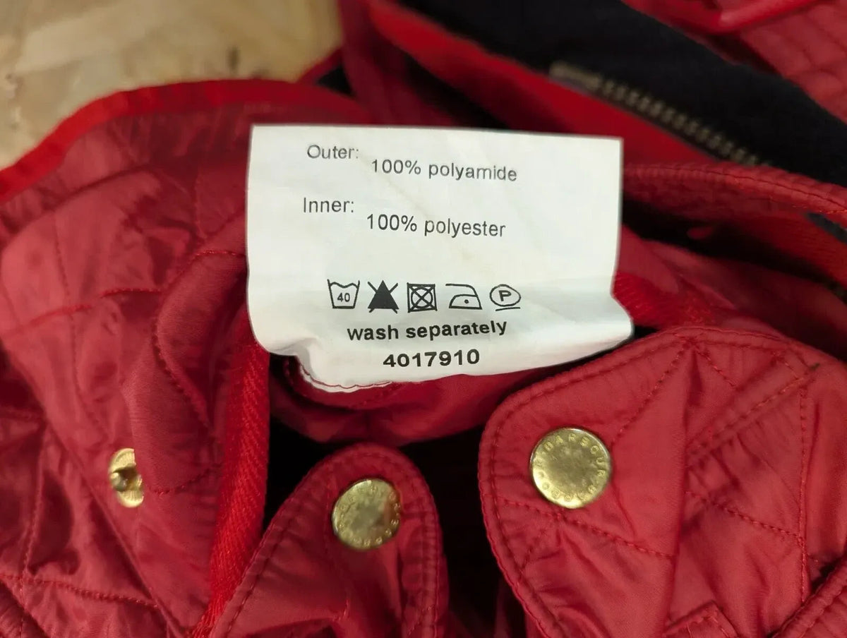 Barbour International Quilted Jacket Womens UK12 Red Diamond Polar Padded Belted