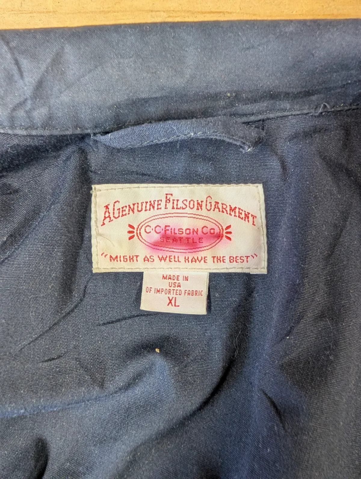 Filson Field Jacket Mens XL Black Blue Snap Drawstring Utility Pockets USA Made