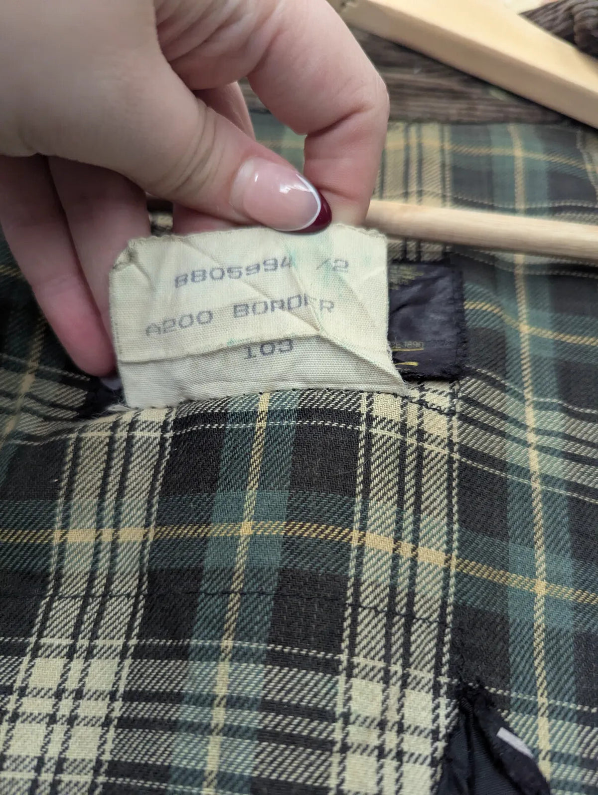 Vintage Barbour Border Wax Jacket Mens Medium C40 Sage Green Tartan Lining 80s