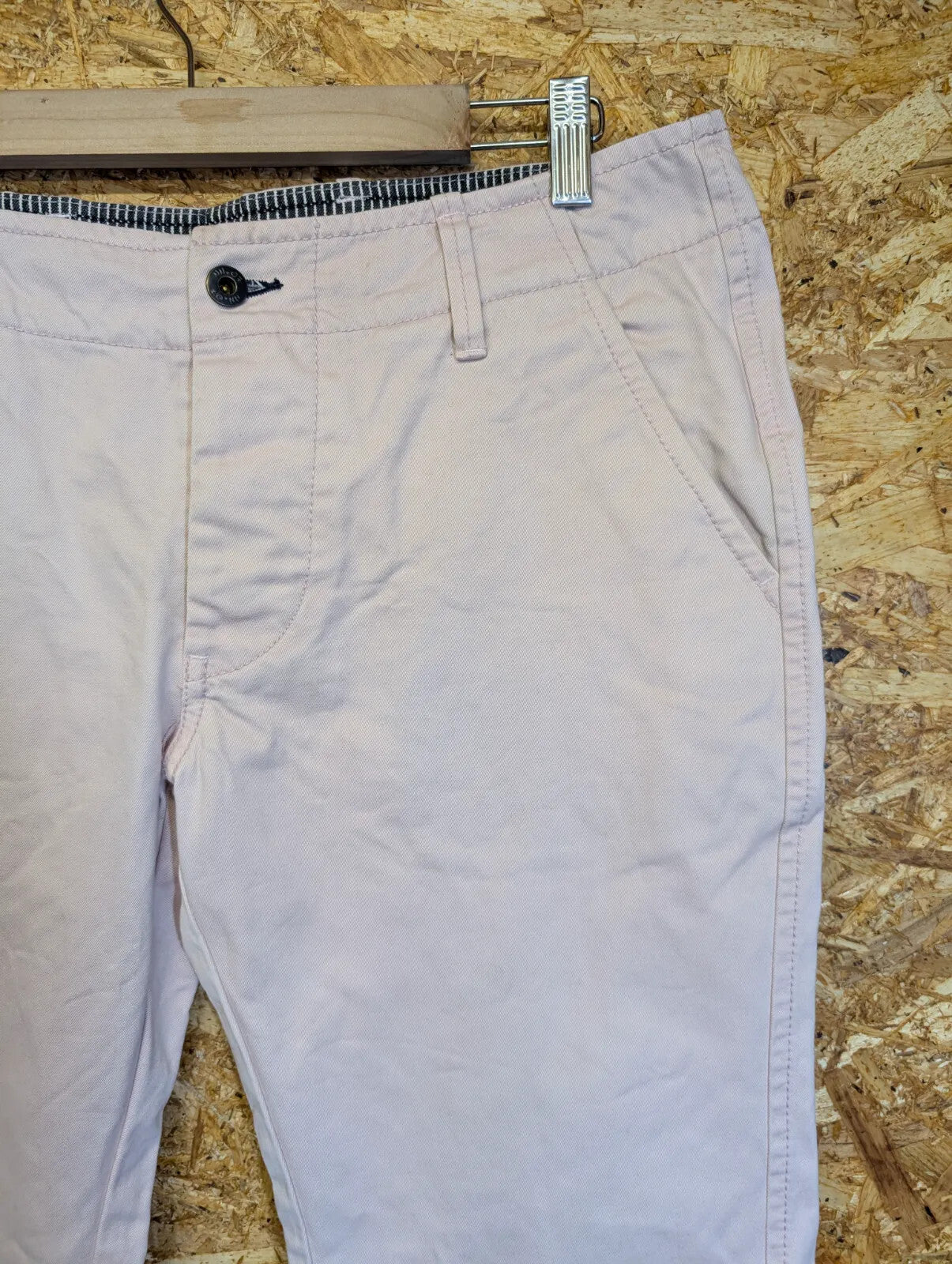 NN07 Chino Jeans Mens W32 L32 Light Pink Cotton Trouser Slim Straight Leg Button