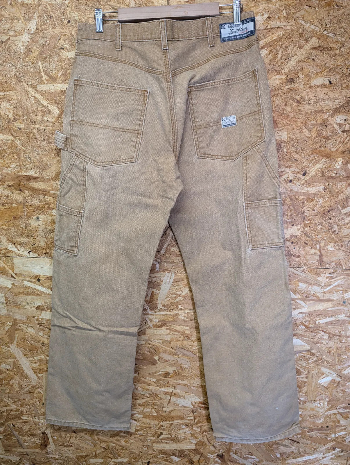 Levis Workwear Carpenter Trousers Mens W34 L32 Tan Canvas Signature Cargo 90s