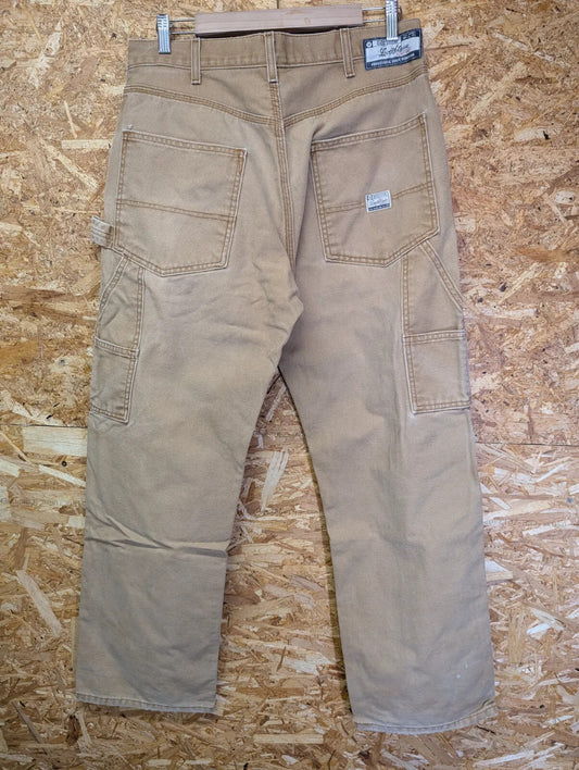 Levis Workwear Carpenter Trousers Mens W34 L32 Tan Canvas Signature Cargo 90s