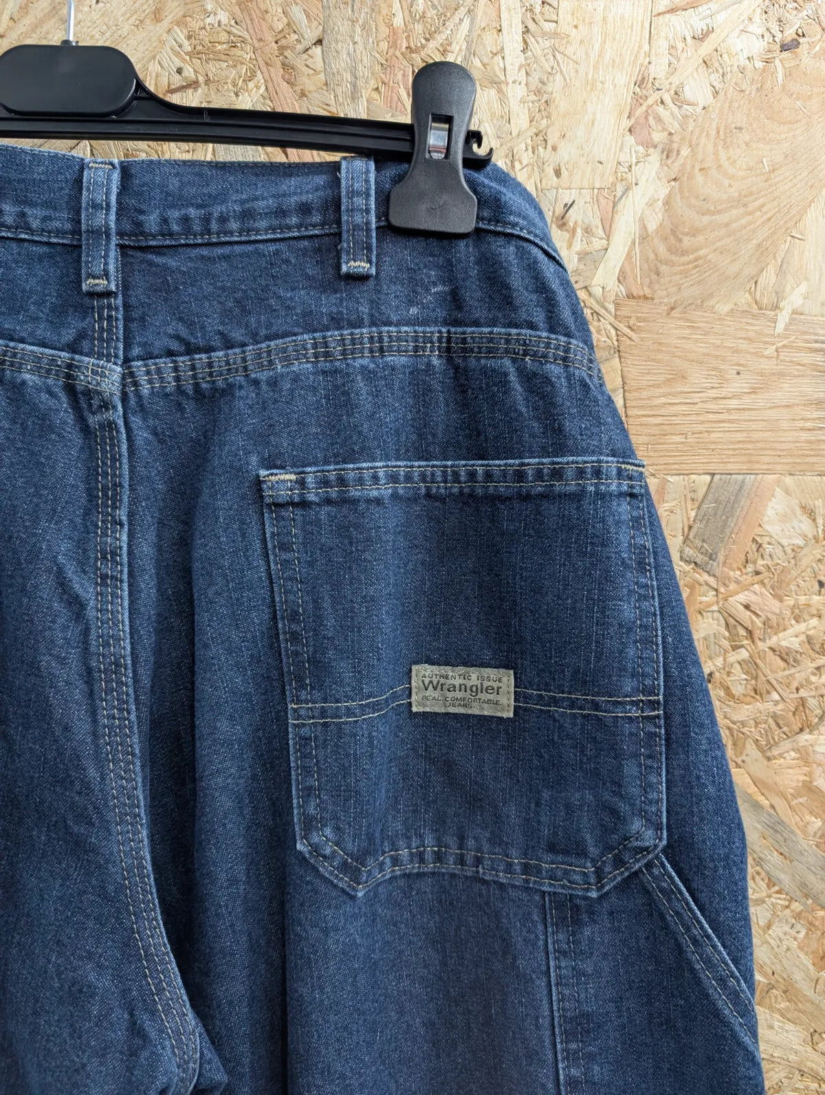 Wrangler Cargo Jeans Mens W34 L32 Blue Denim Workwear Carpenter Fleece Lined