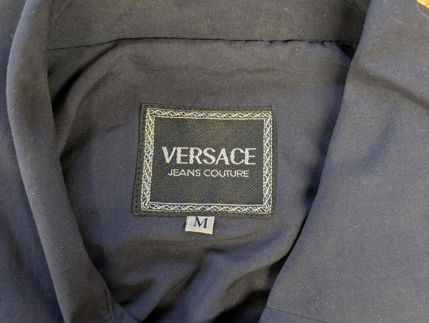 Vintage Versace Couture Jacket Medium 40 Men Navy Blue Made Italy 90s Gold Large