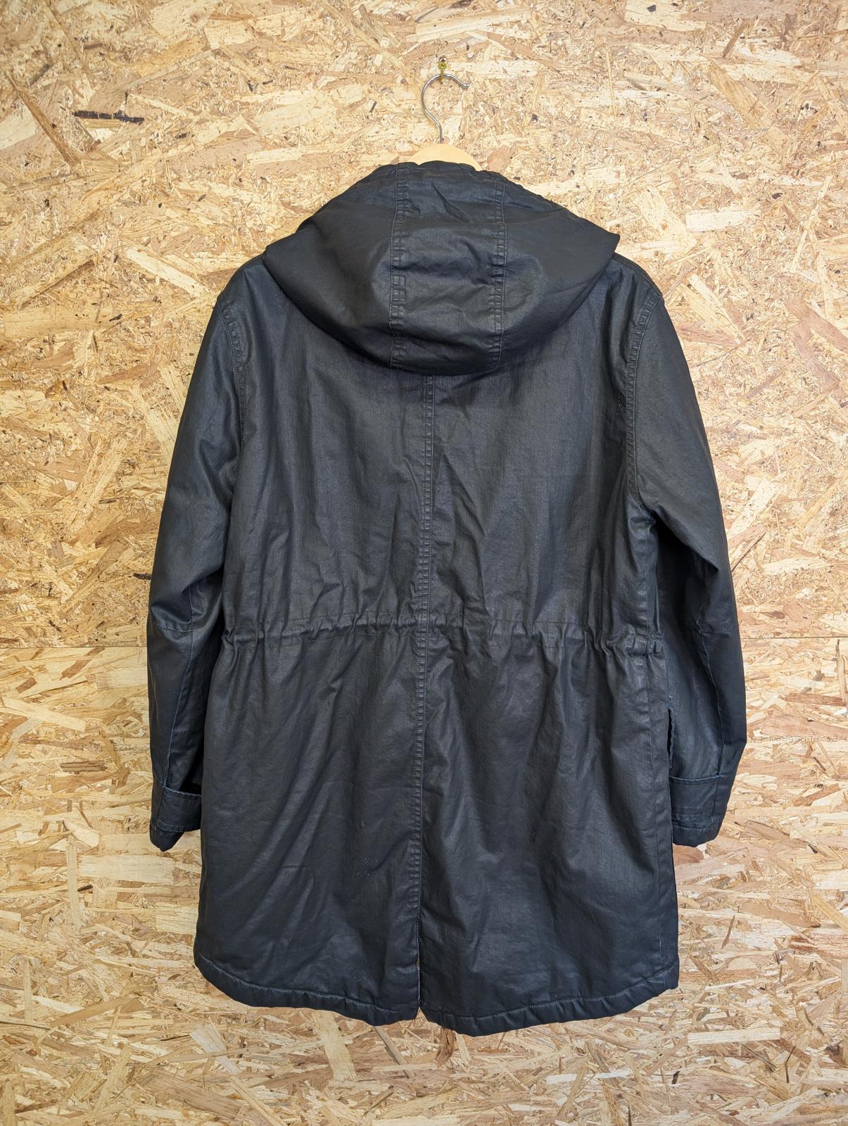 Whistles Waxed Parka Size Large Jacket Black Fleece Lined Cotton Coat