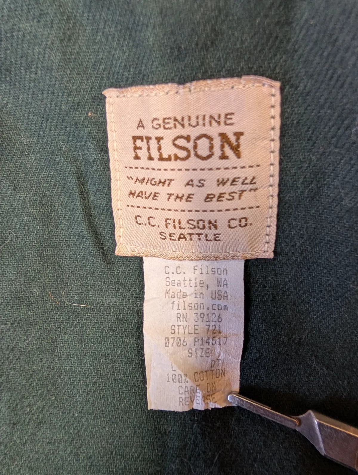 Filson Klondike 721 Jacket Mens Large Tan Canvas Dry Cloth USA Made Wool Lined