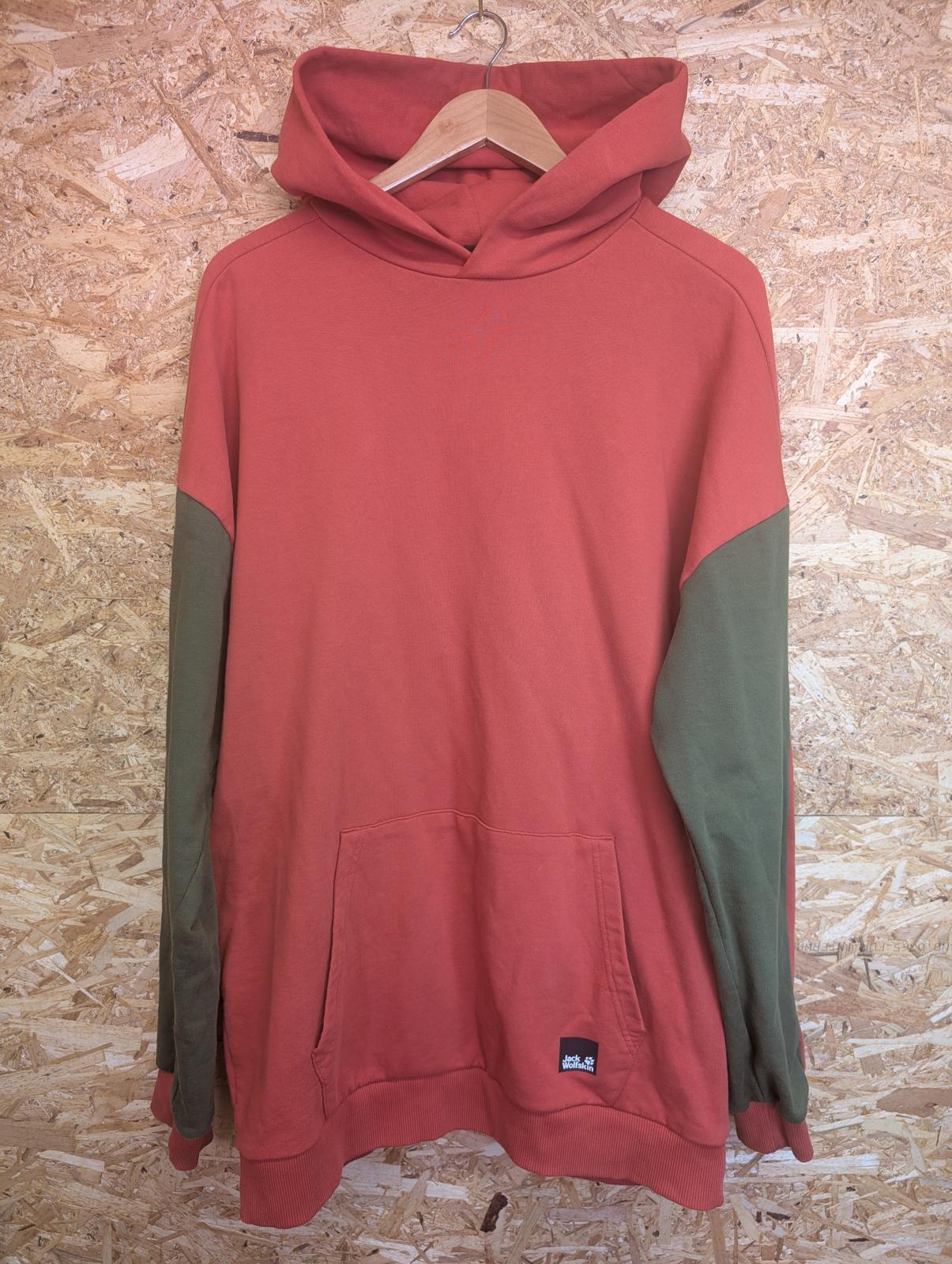 Jack Wolfskin Hoodie Mens Size Large Oversized Rust Orange Khaki Green