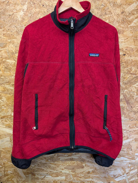 Vintage Patagonia Fleece Jacket Red Fleece Mens Large Full Zip PEF USA Made 90s