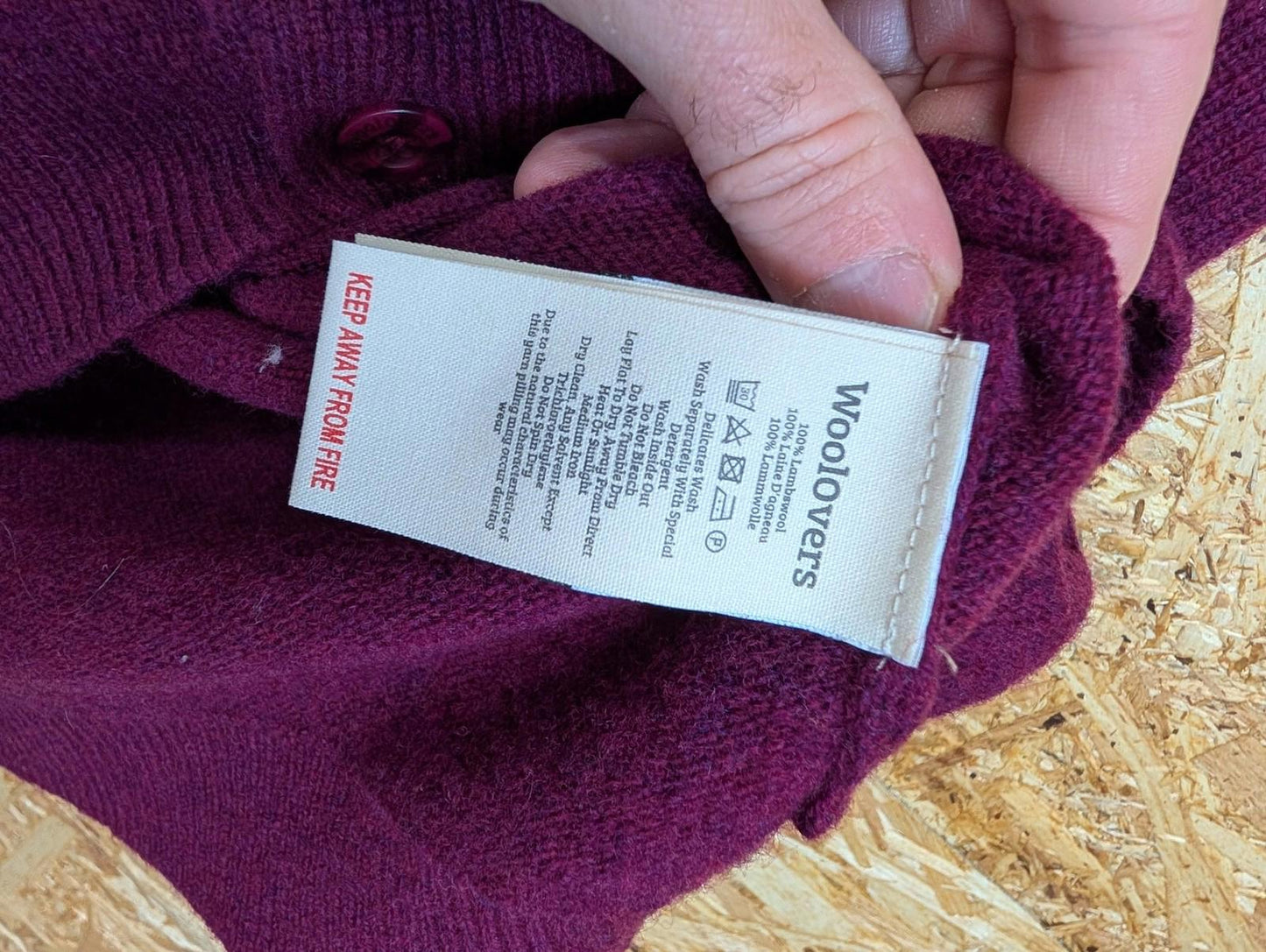 Woolovers Waistcoat Mens Large Wool Button Sleeveless Purple Magenta