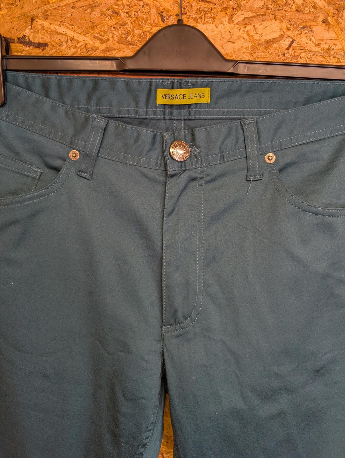 Versace Jeans W33 L34 Teal Blue Cotton Chino Trousers Zip Fly Made In Italy