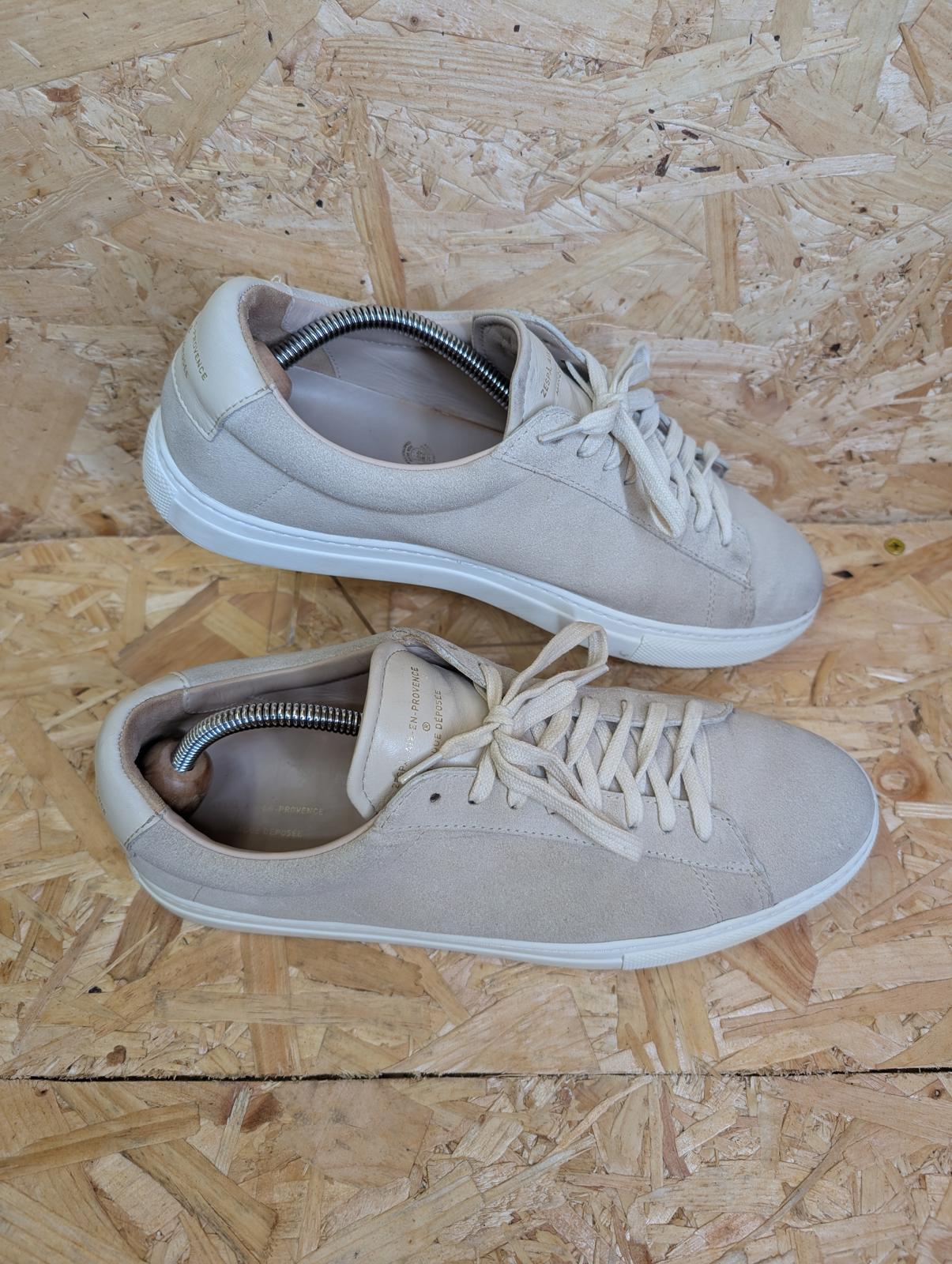 Zespa Court Low Trainers UK 9 EU 43 Suede Leather Beige Aix En Provence Lace-Up