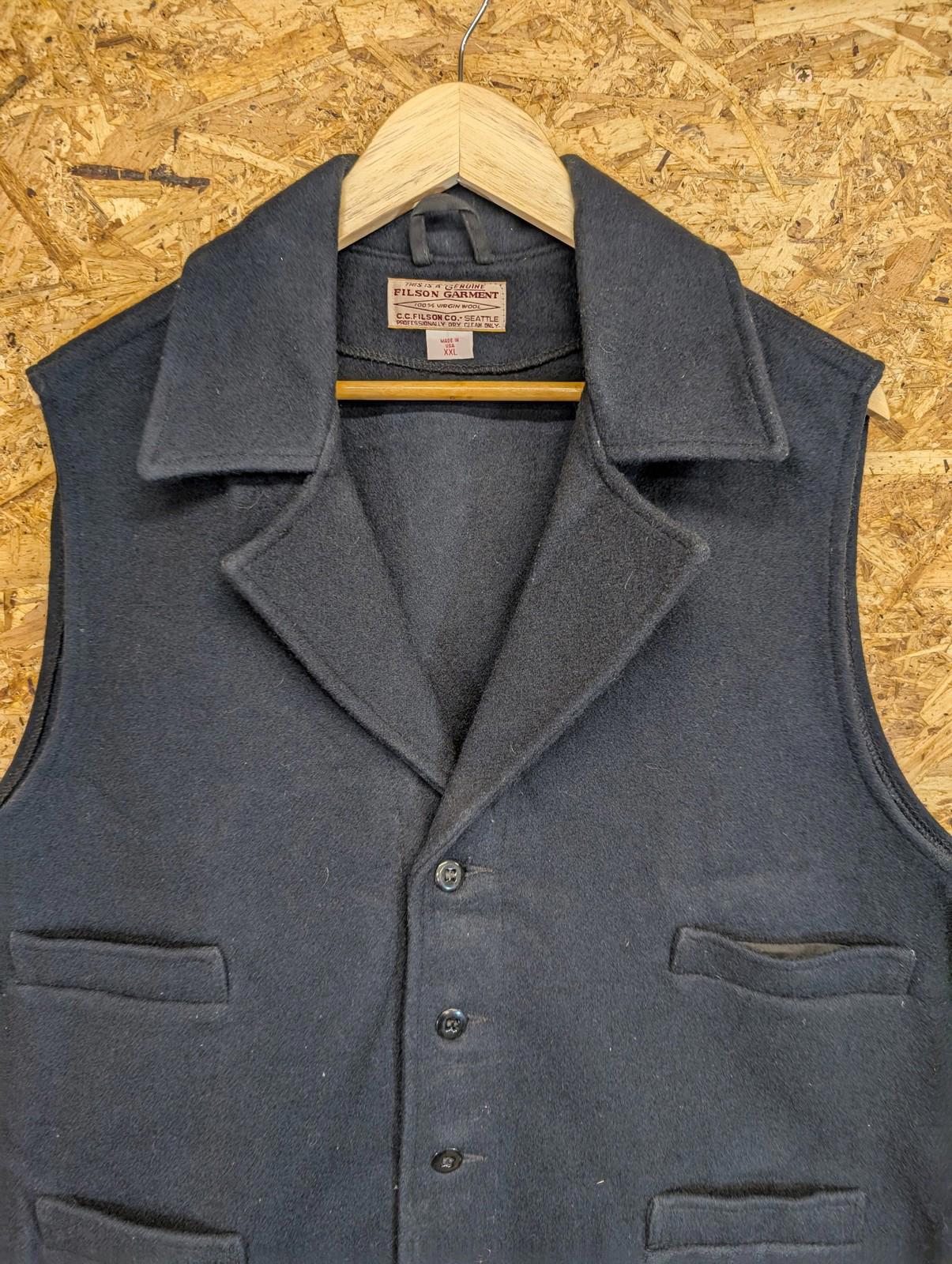 Filson Western Vest 2XL Men Wool Waistcoat Mackinaw Button Up Navy Blue Collared